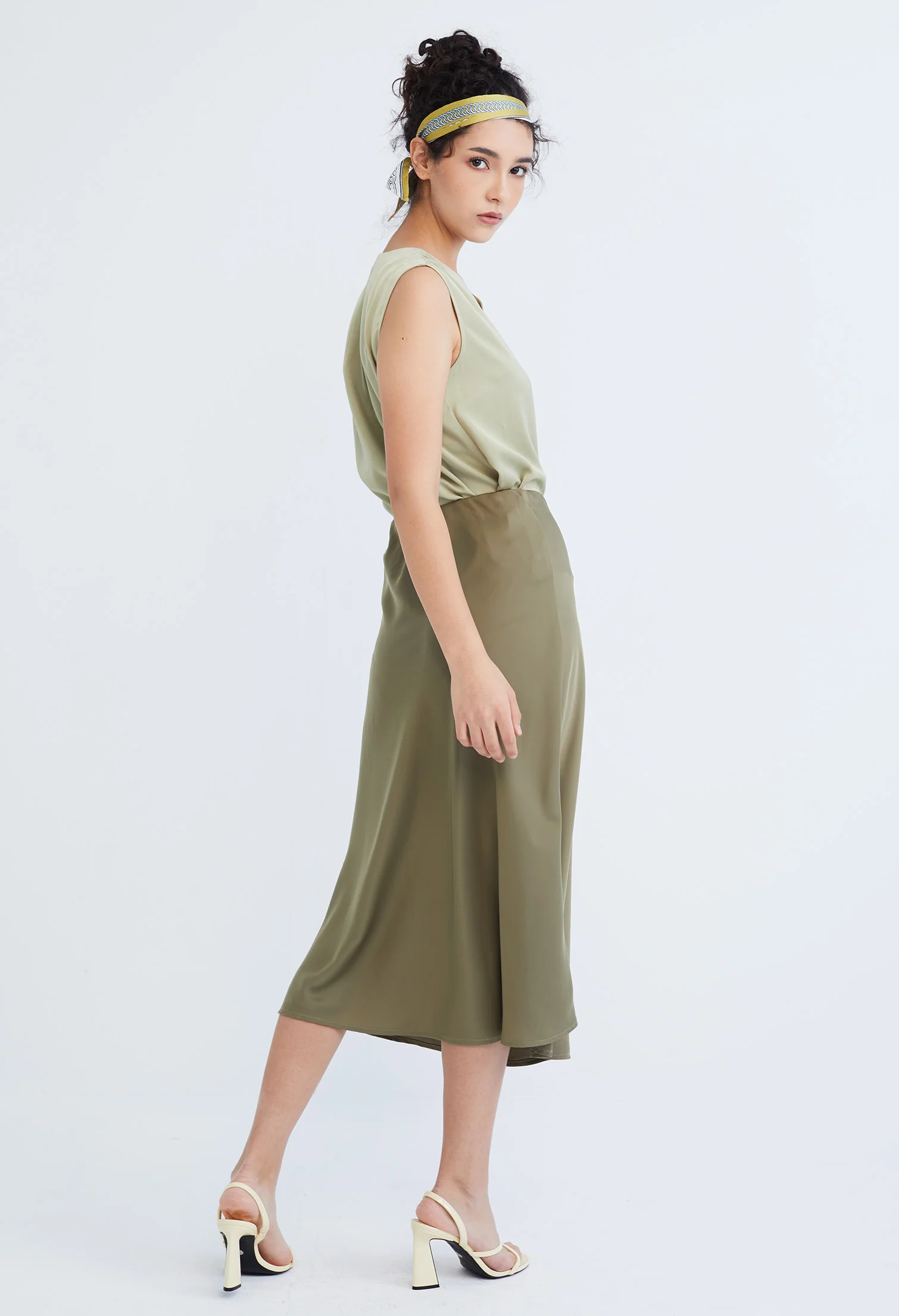 Midi Satin A-Line Skirt