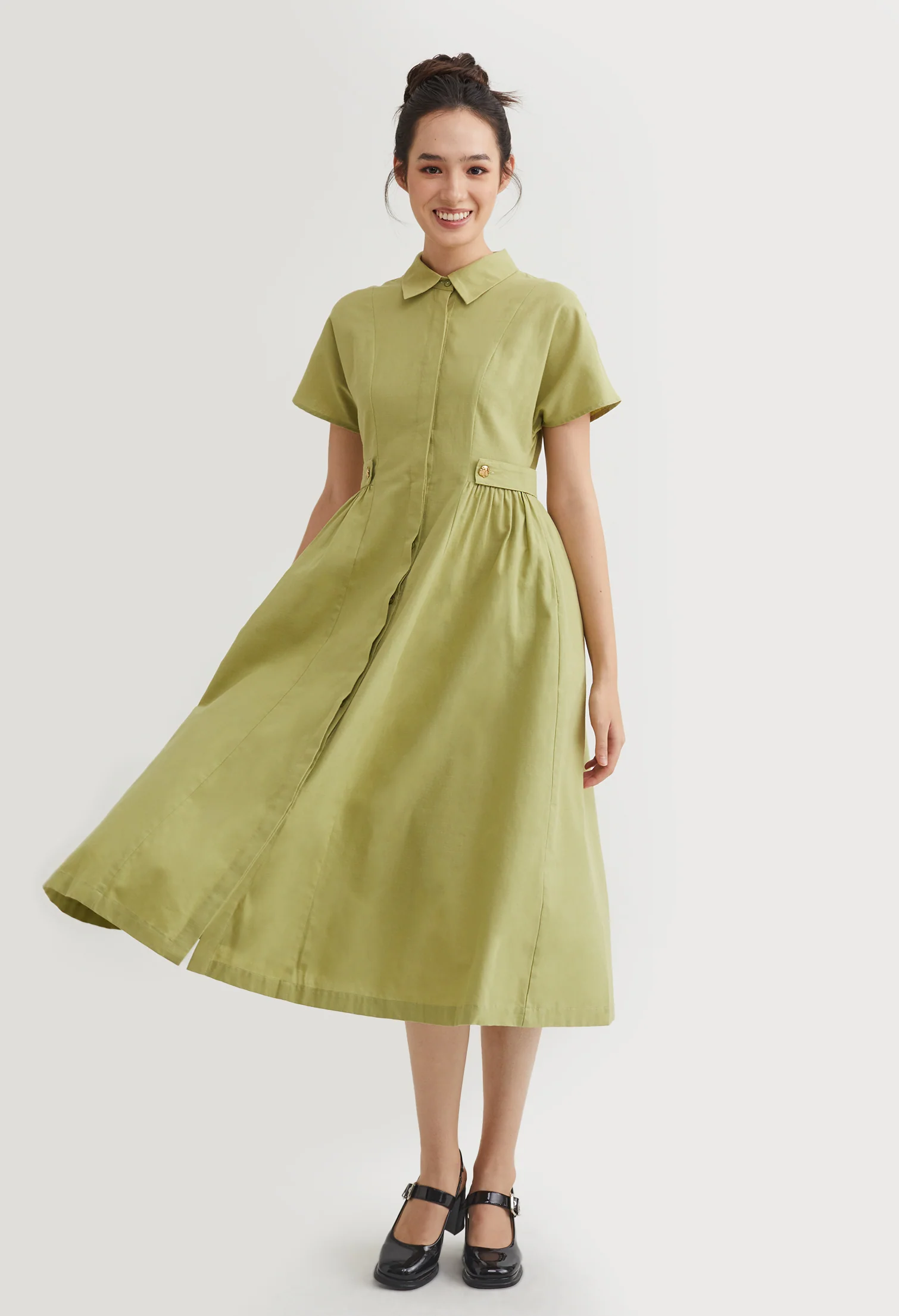 Poppins Button Down Midi Dress