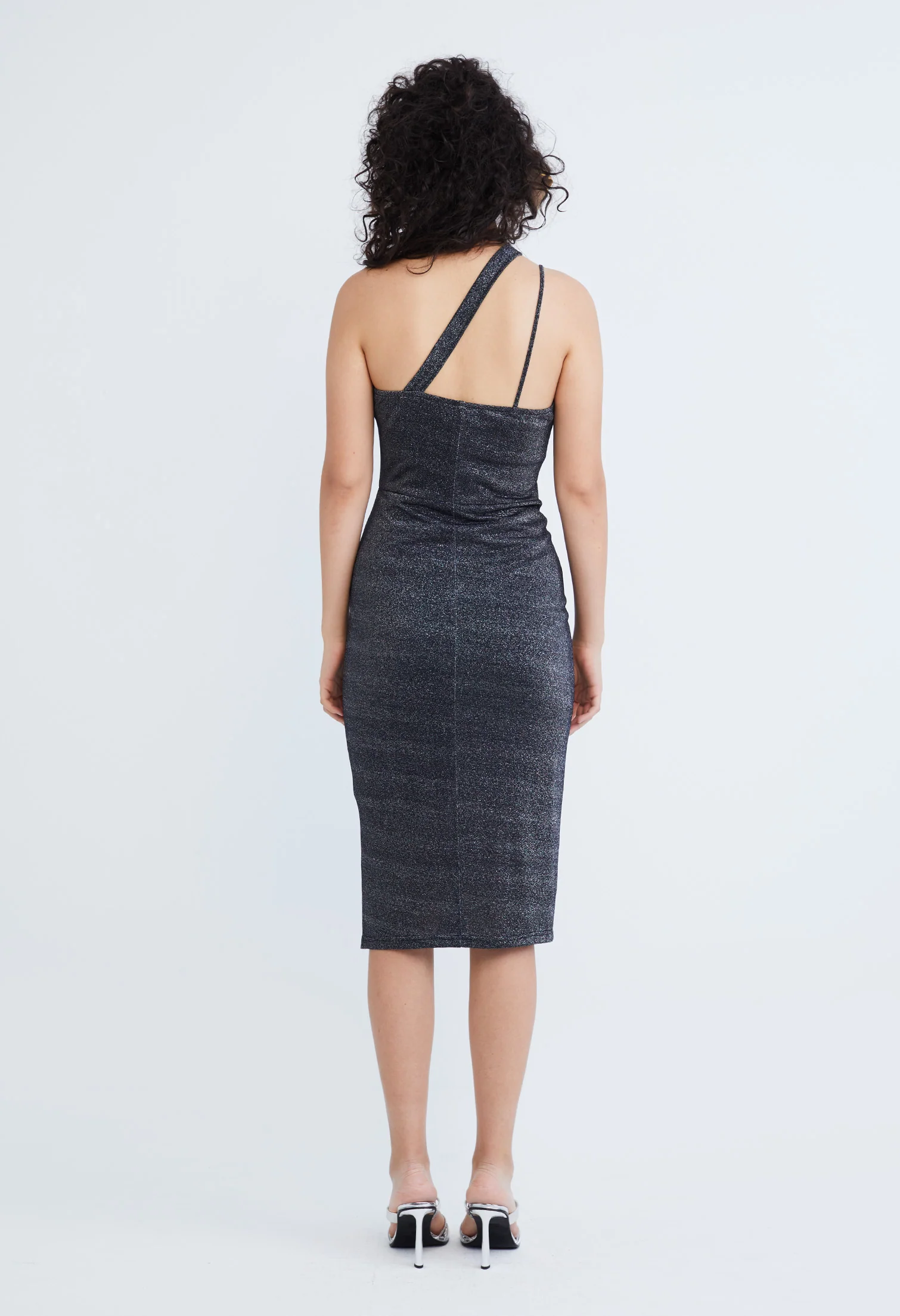 Starlight Glitter Toga Dual Strap Midi Bodycon Dress