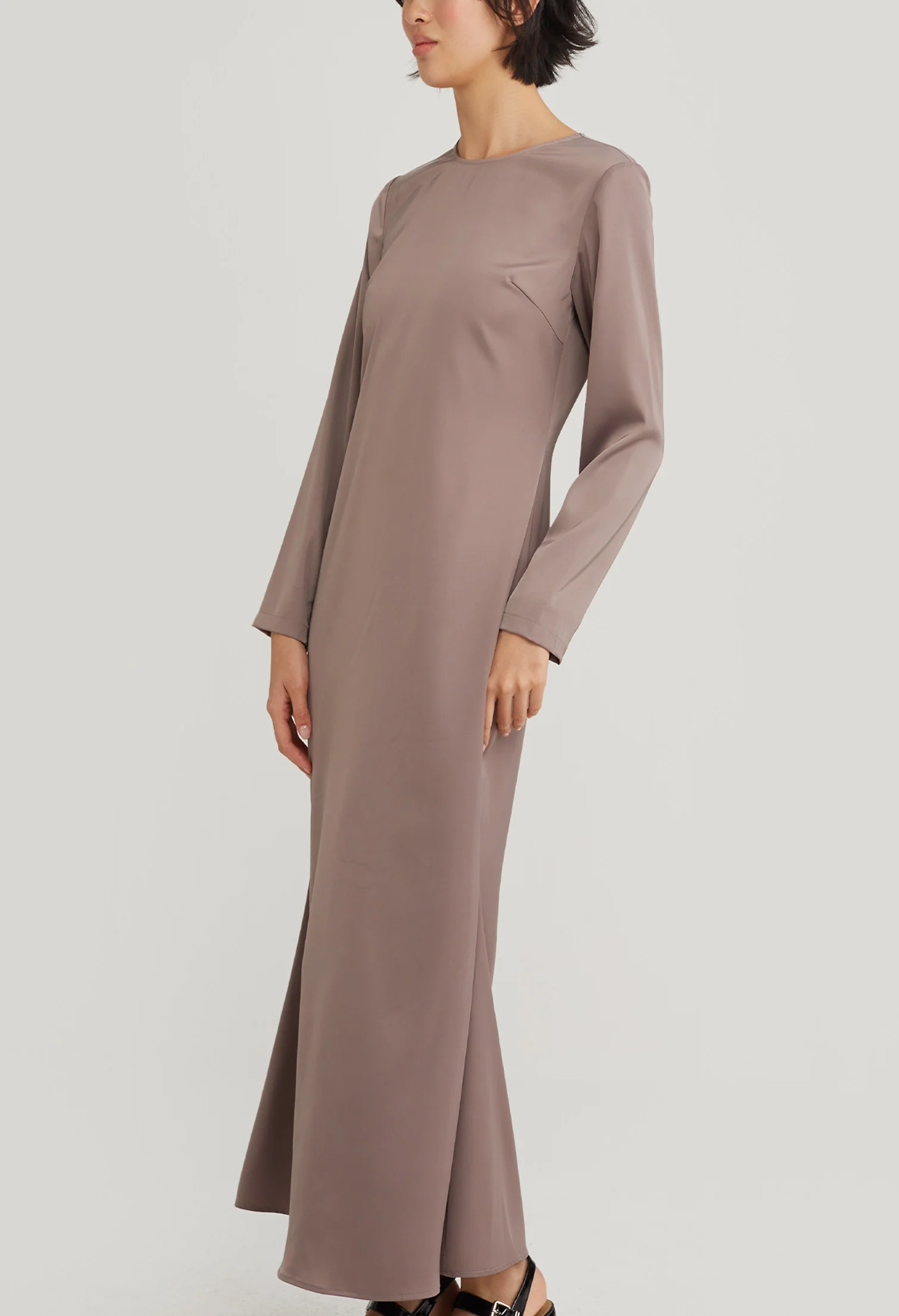 Elegant Satin Long Sleeve Maxi Dress