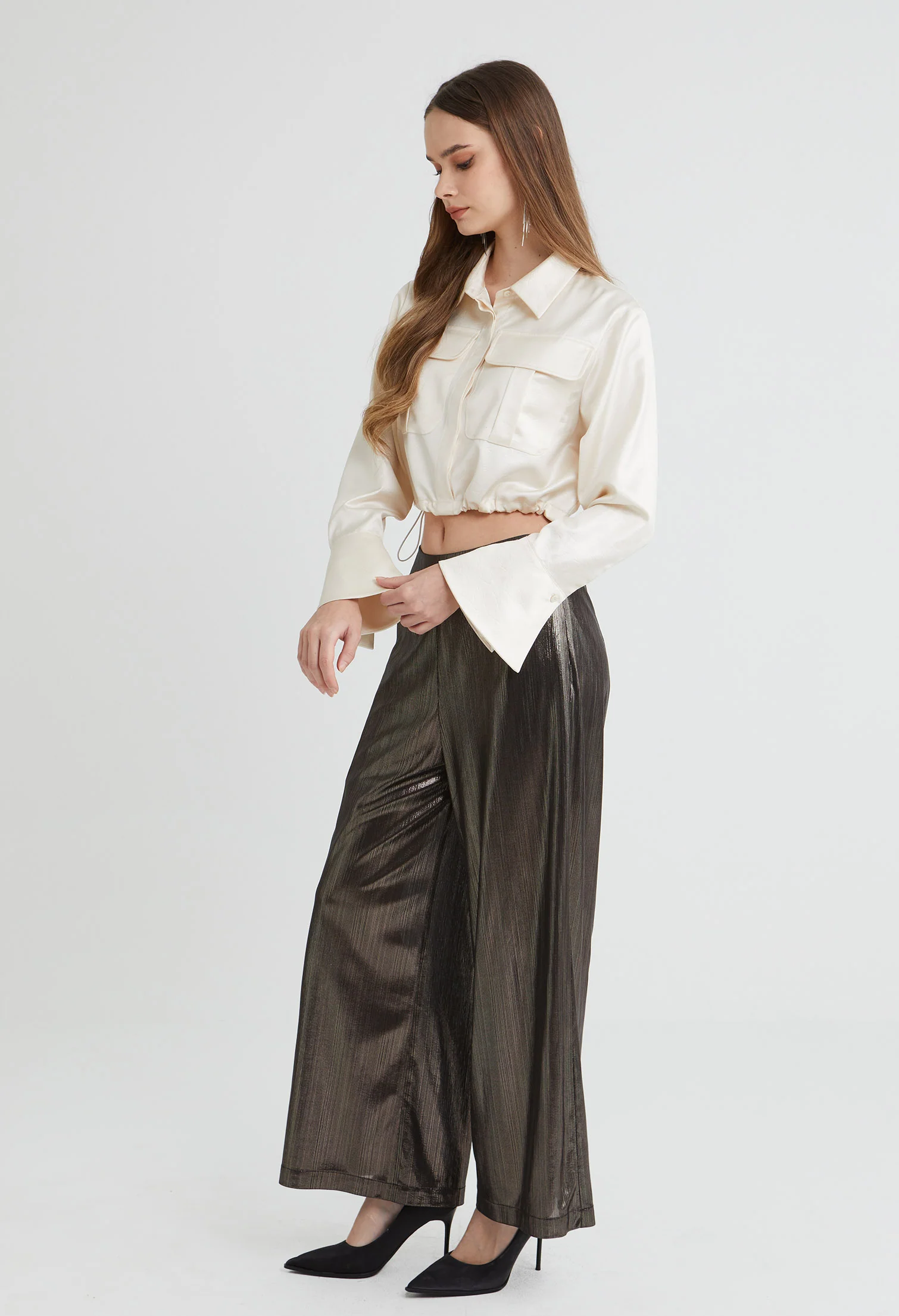 Textured Satin Pants