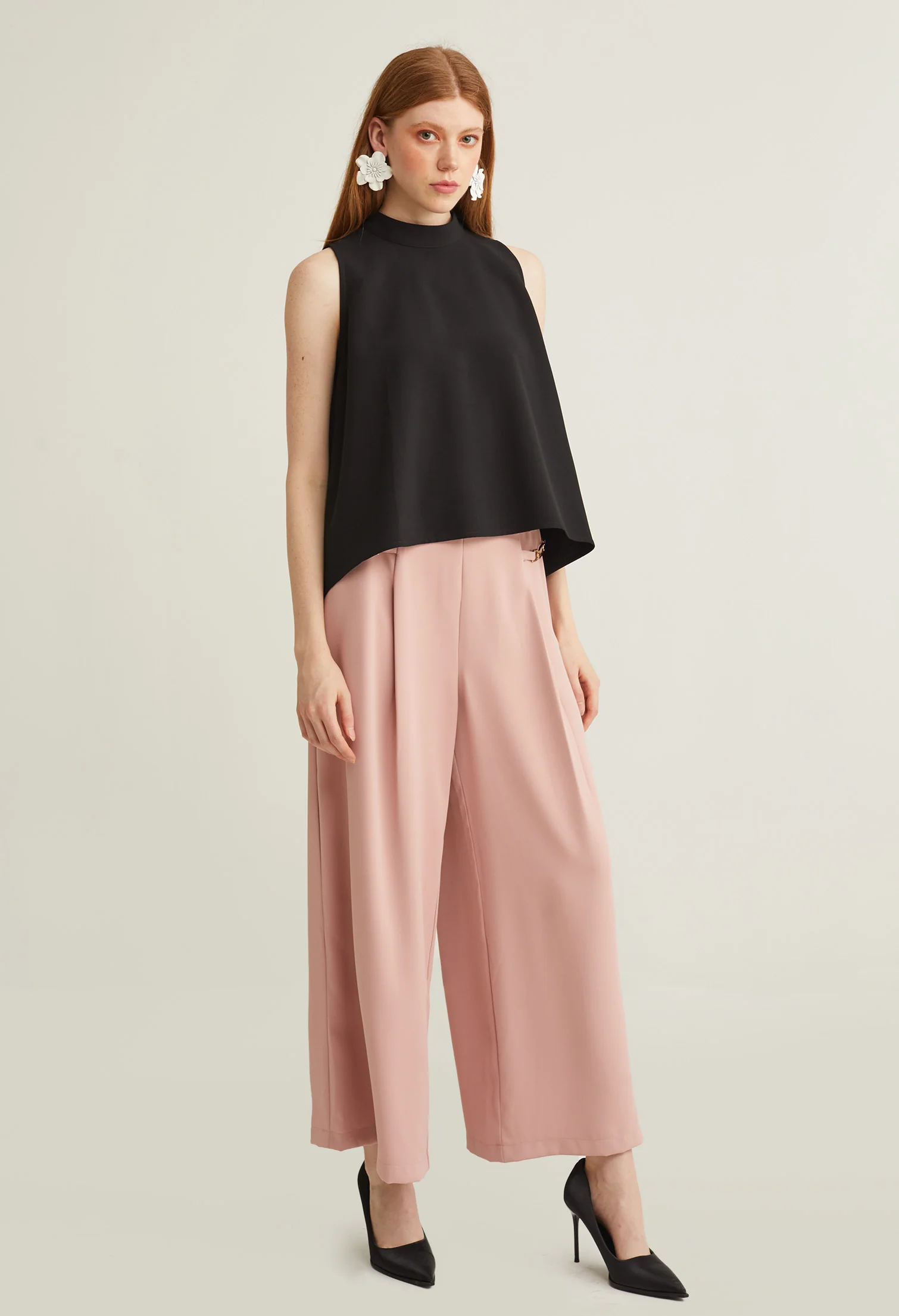 Elegant Faux Button Sleeveless Top