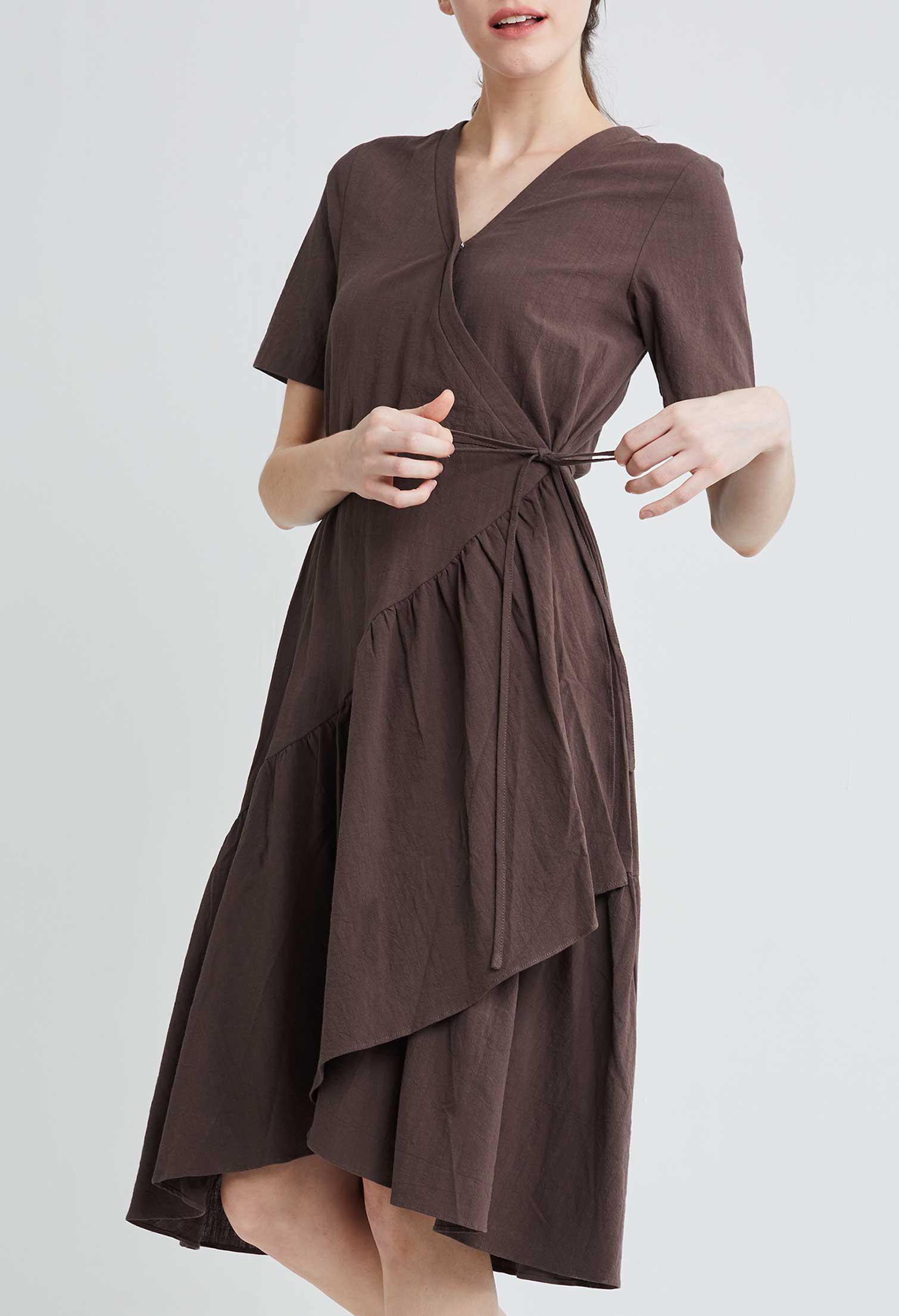 Asymmetrical Wrap Side Tie Dress