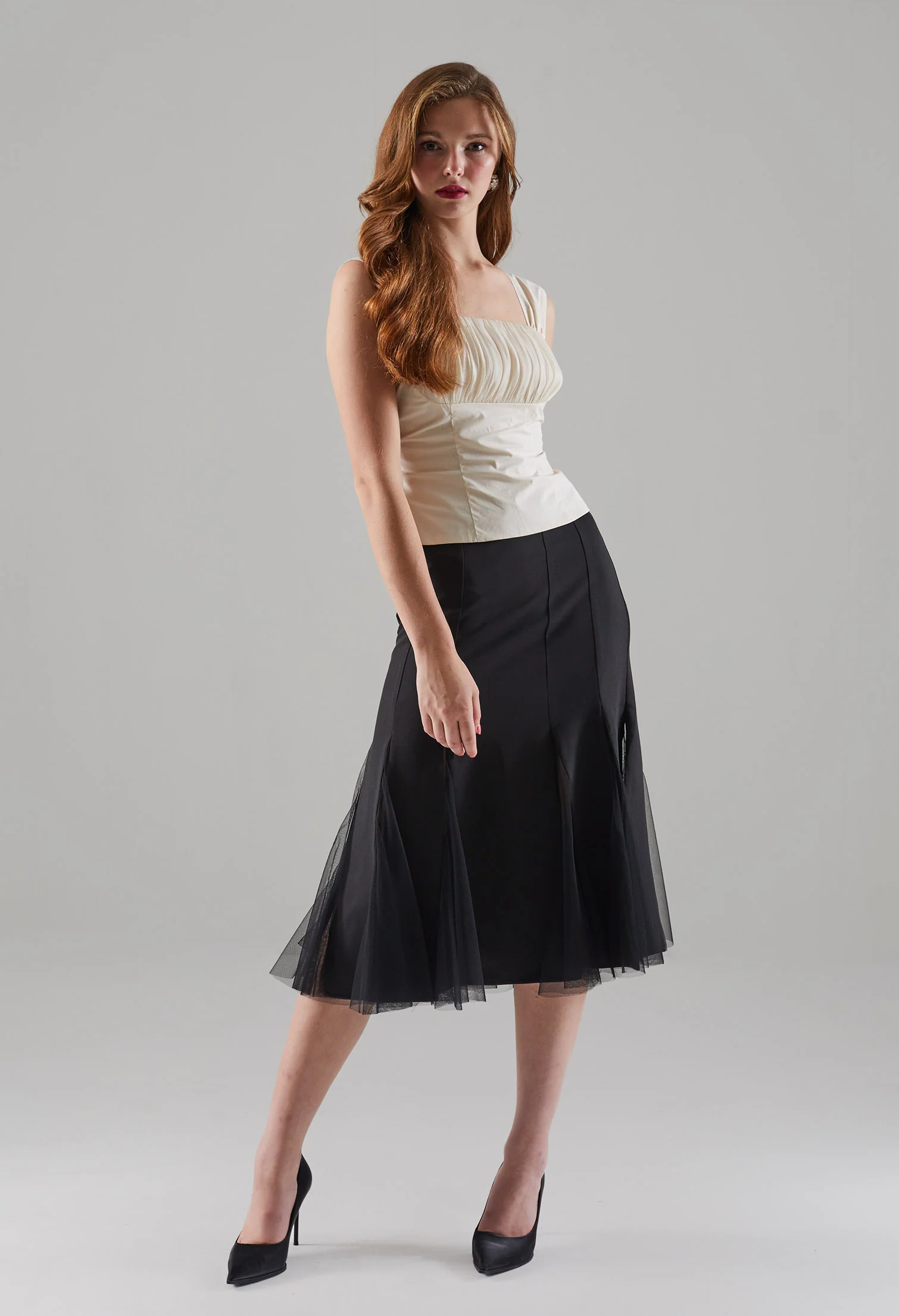 Glittery Pleated Sleeveless Top