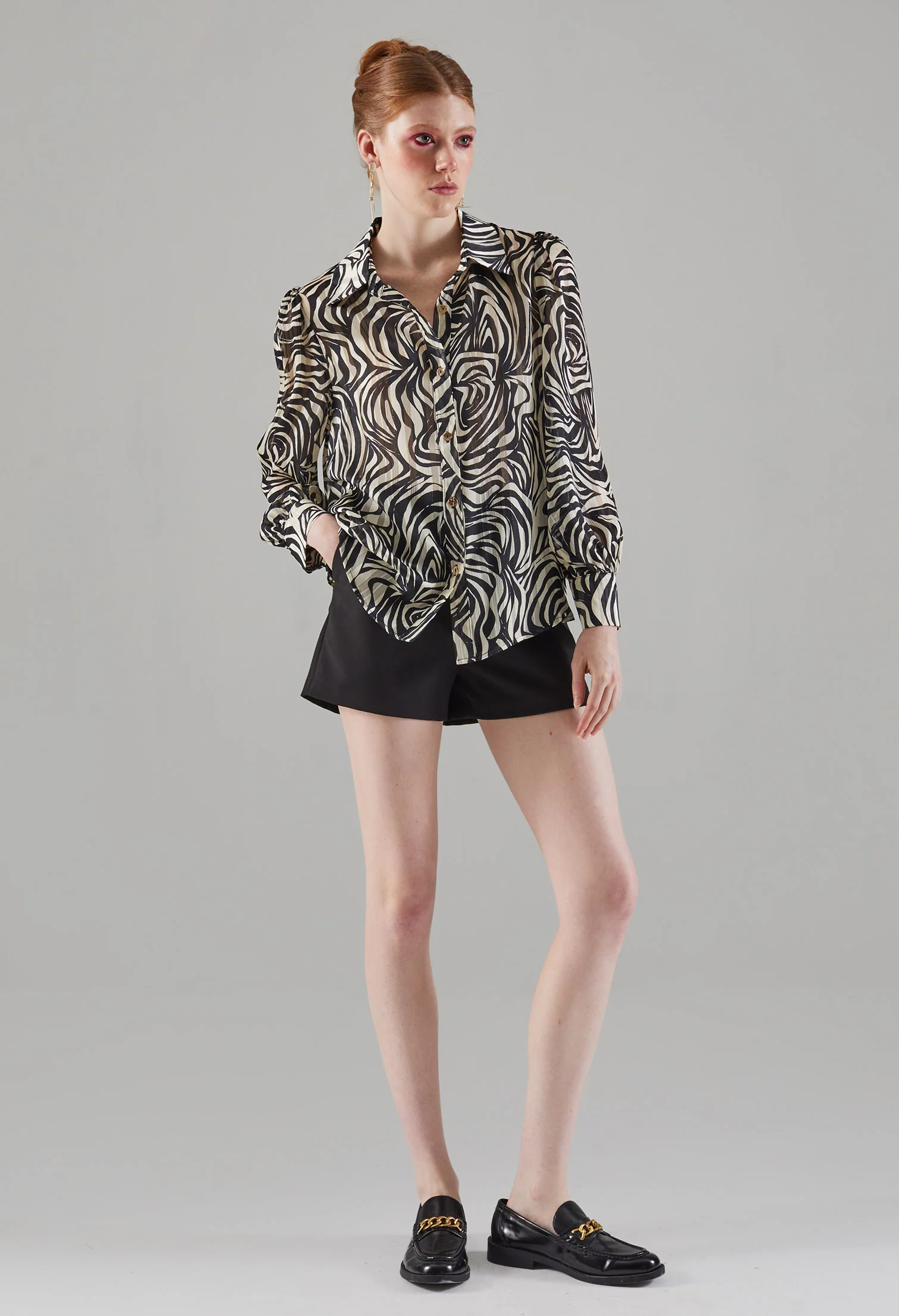 Glittery Warp Printed Blouse