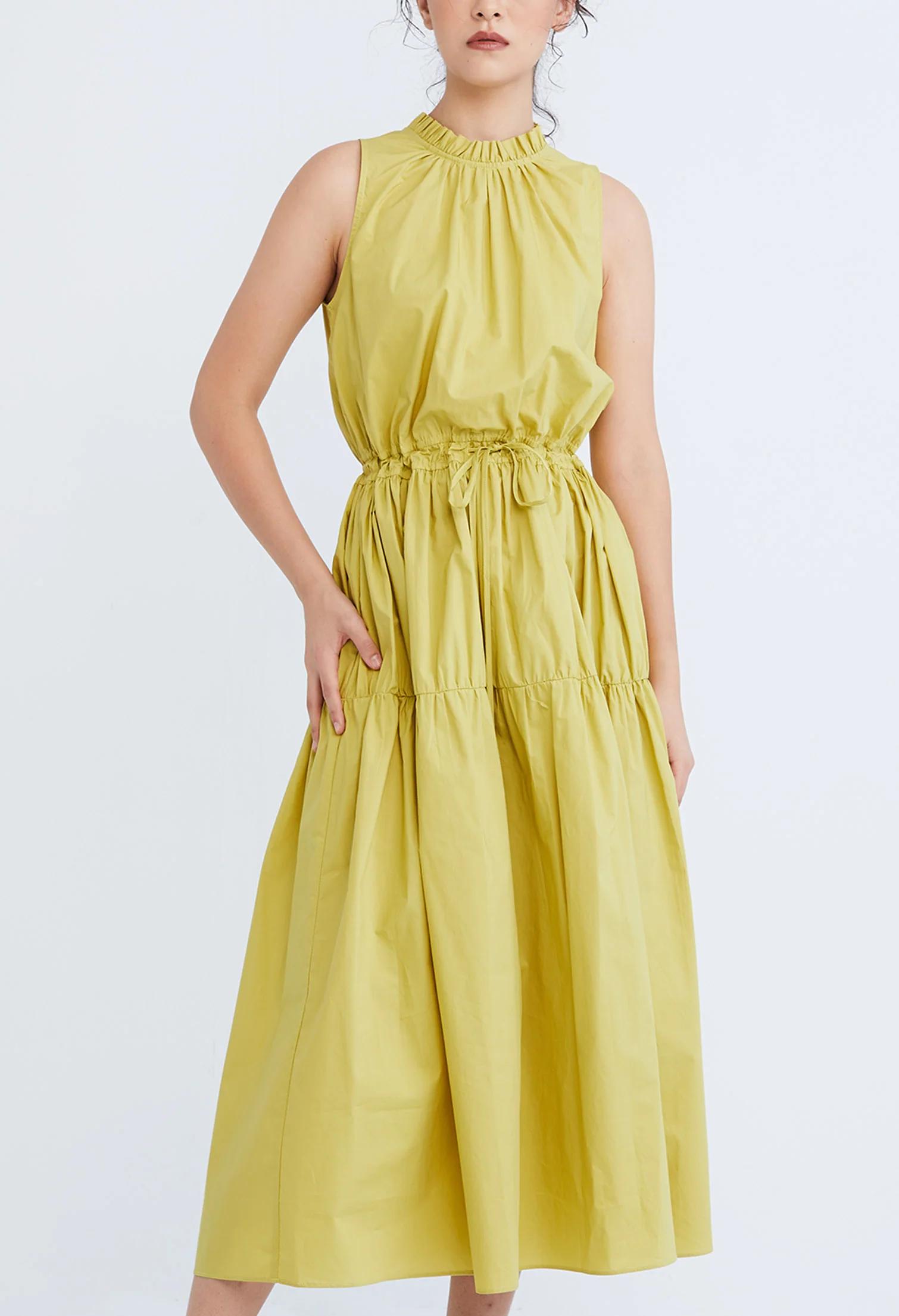 Halter Tiered Tie-Front Dress