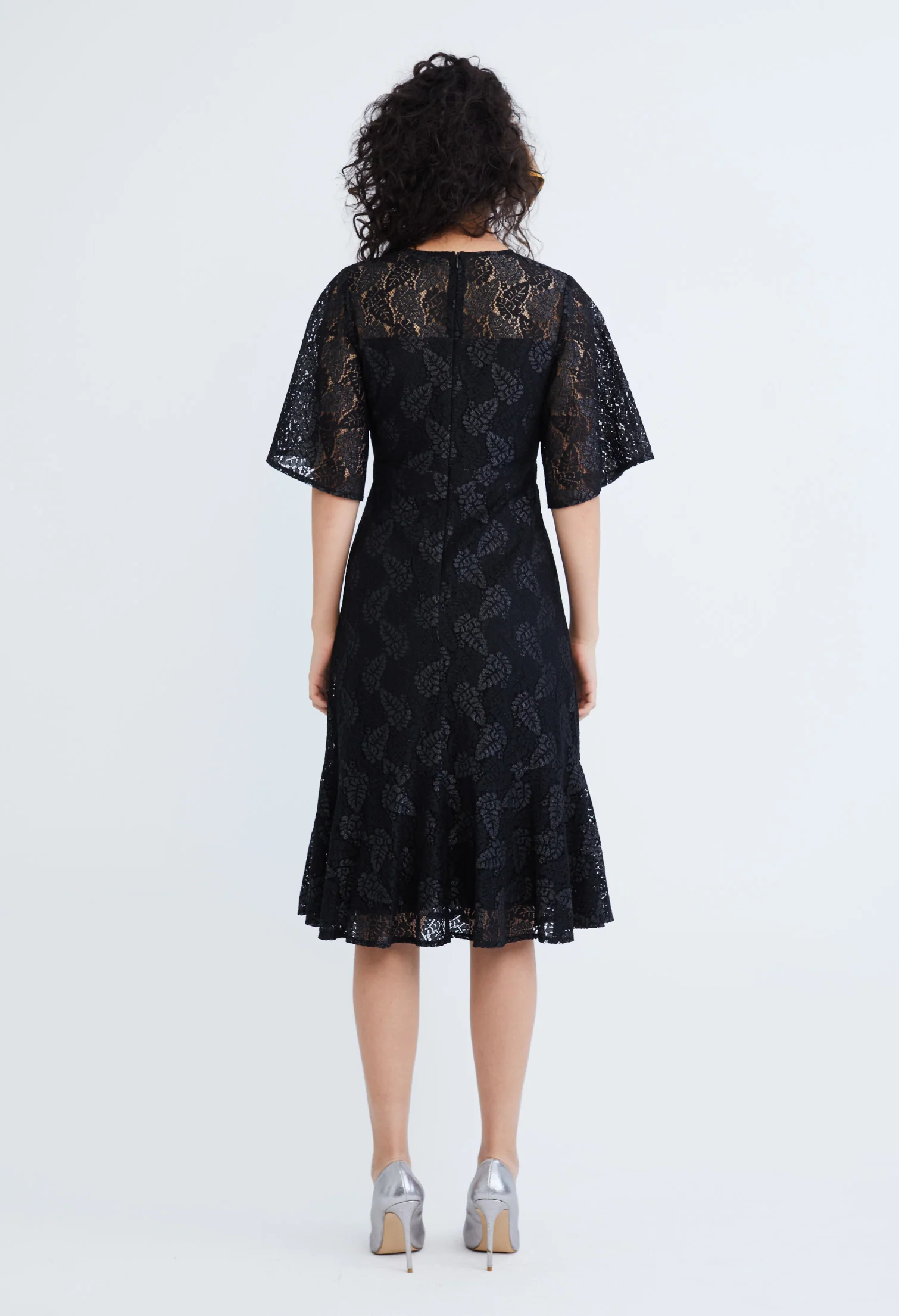 Lace Pearl Belted Cocktail Dress