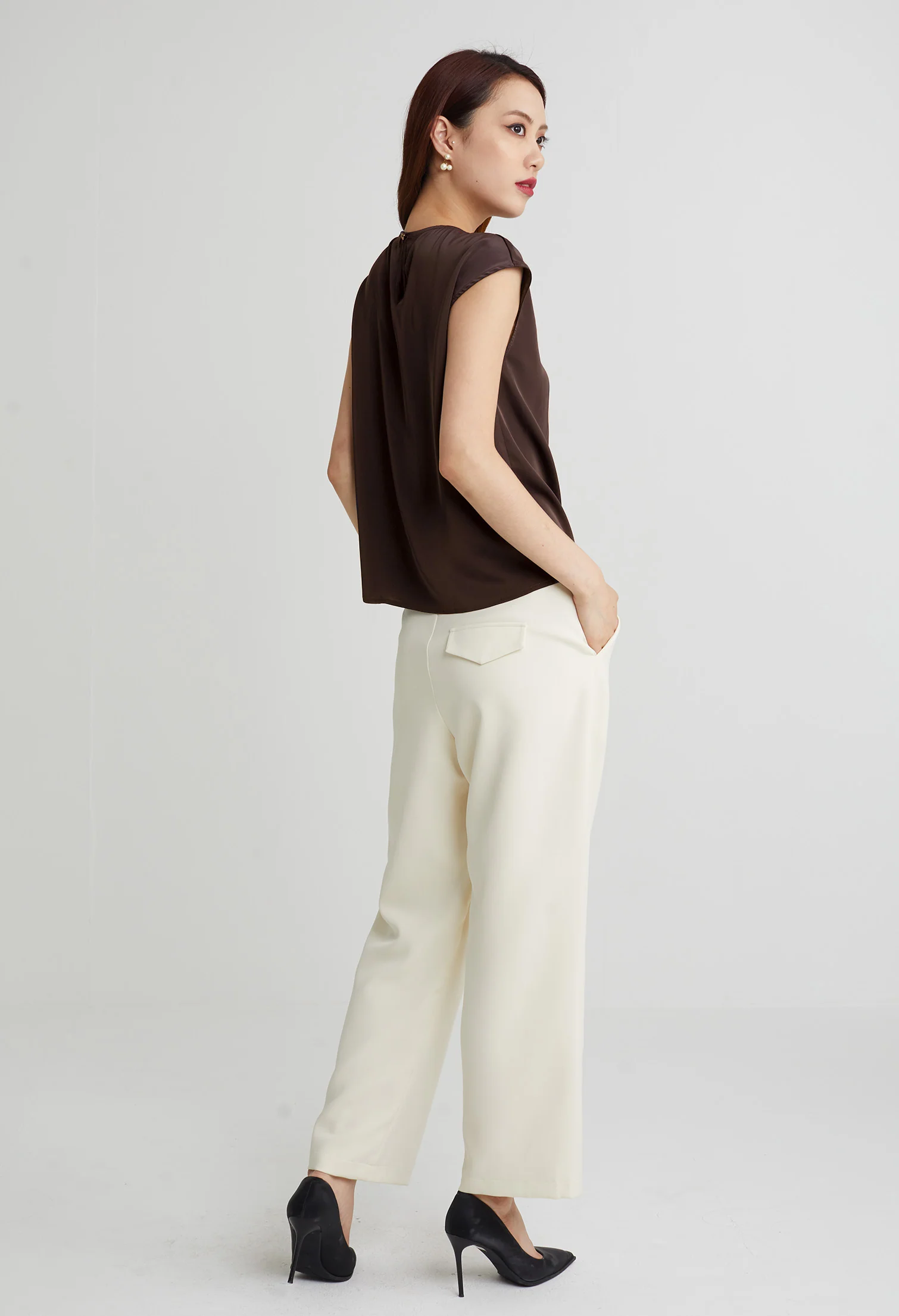 Elegant Silk Cap Sleeve Blouse