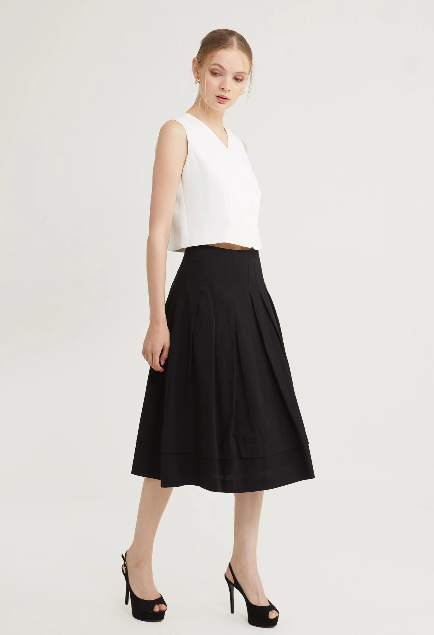 Lustrous Flow Midi Skirt