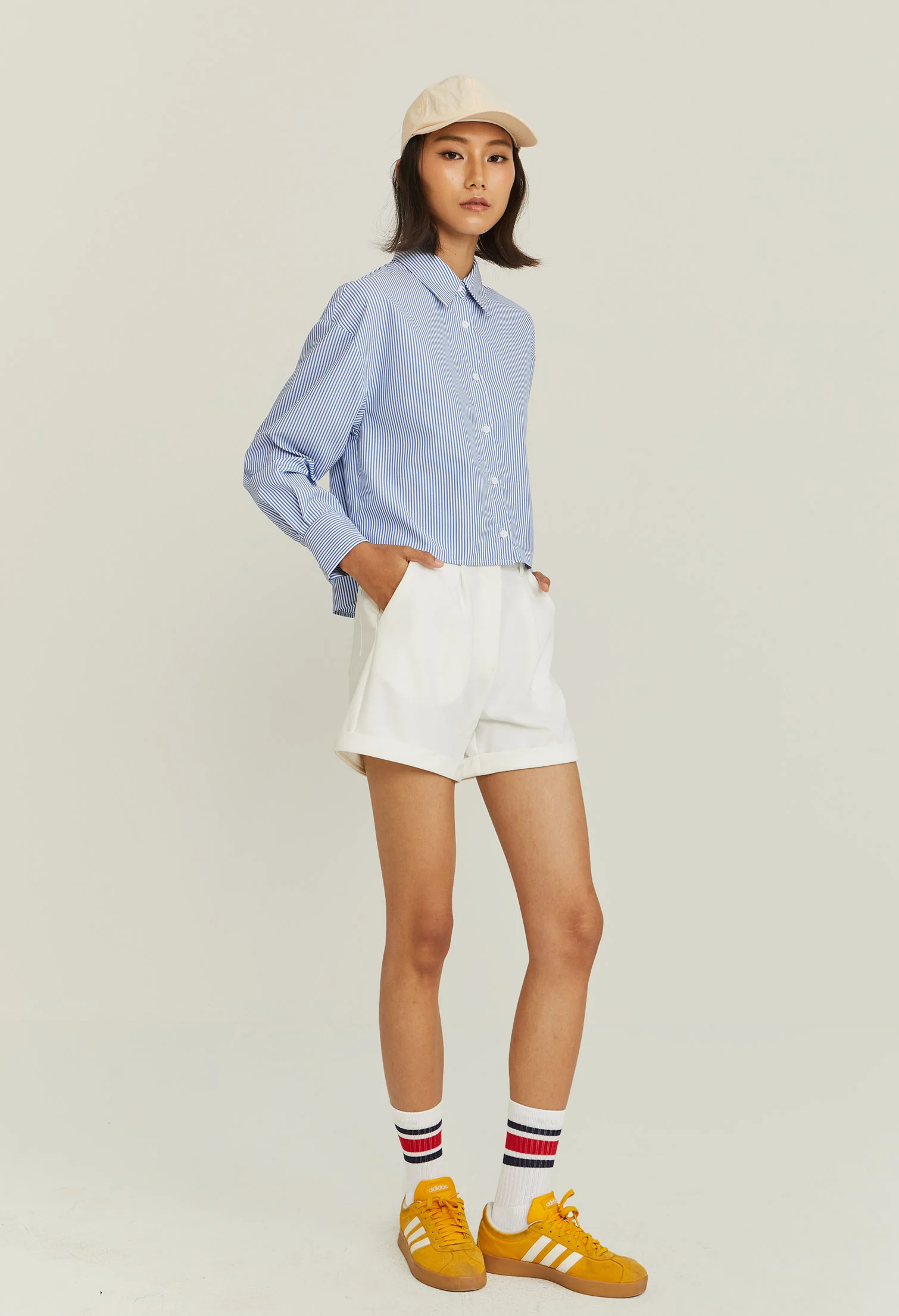 Cropped Pinstripe Blouse