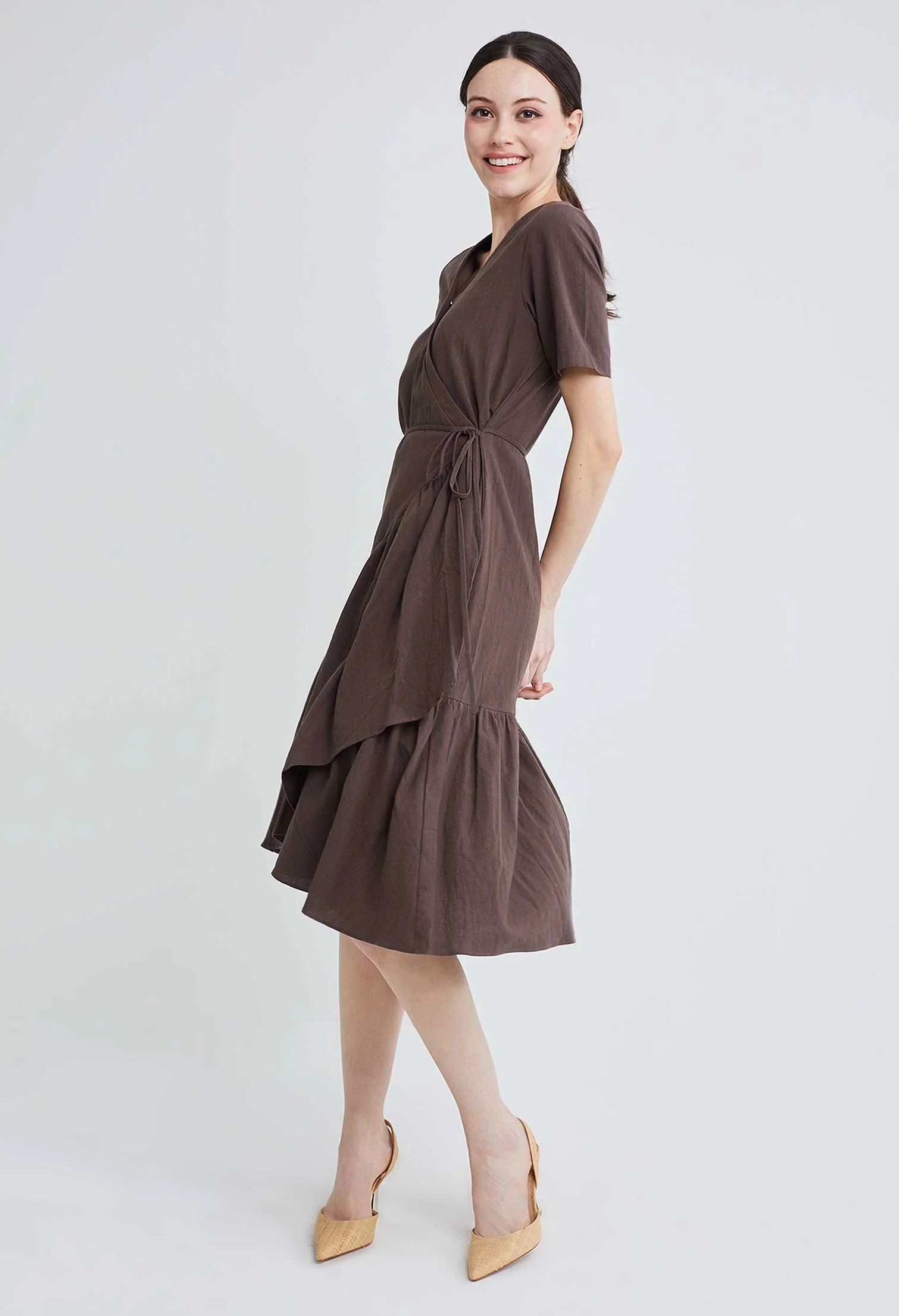 Asymmetrical Wrap Side Tie Dress