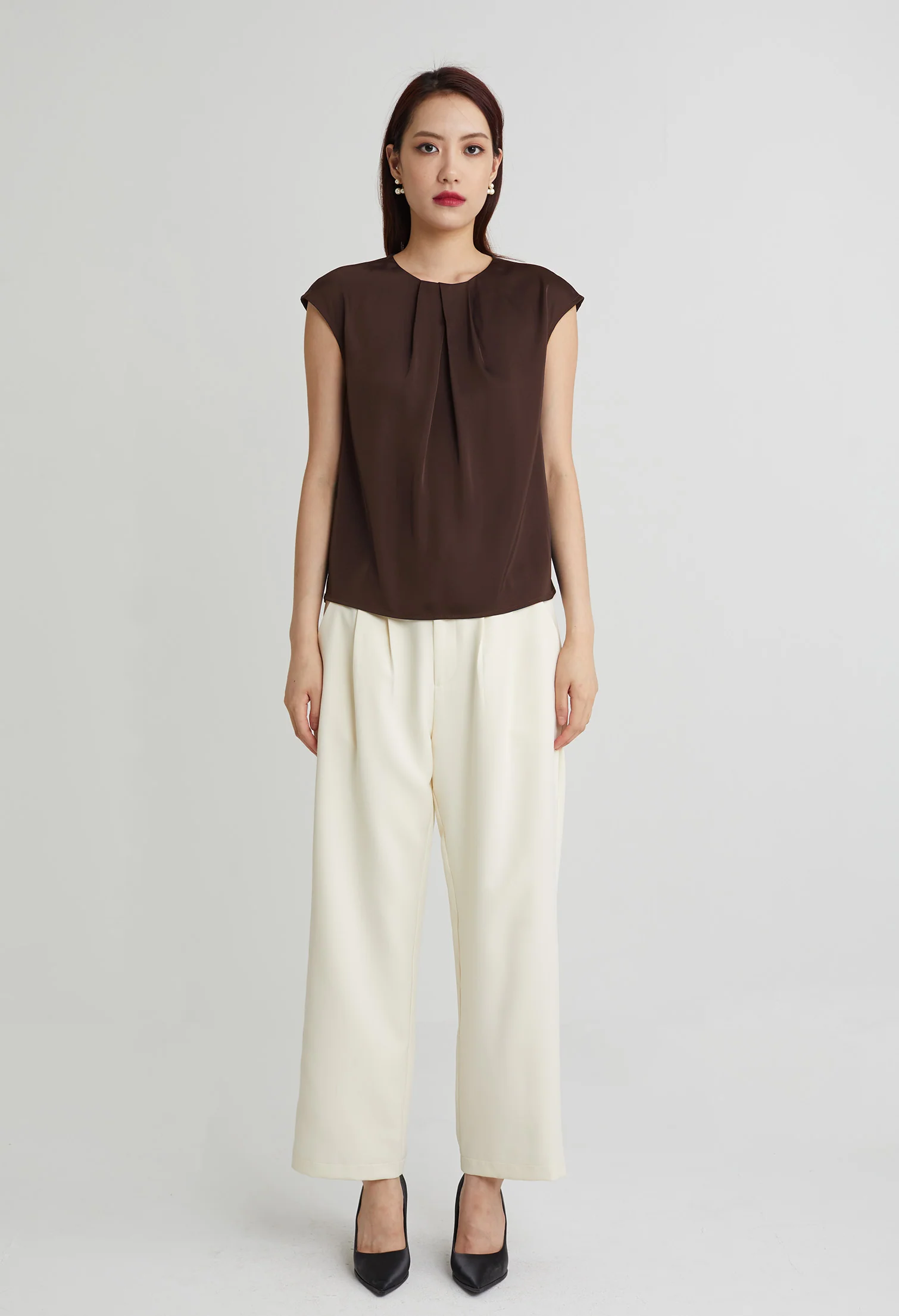 Elegant Silk Cap Sleeve Blouse