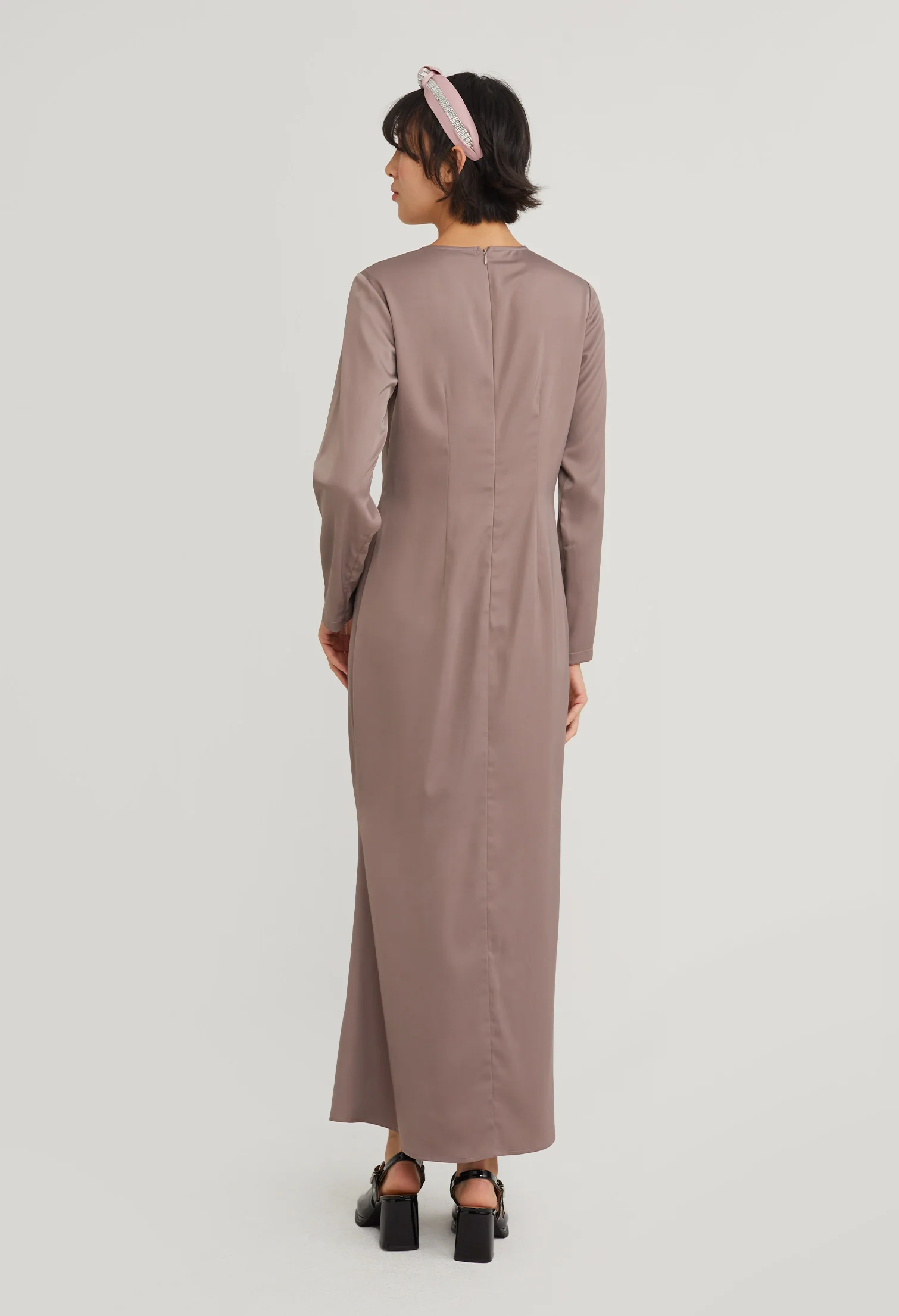 Elegant Satin Long Sleeve Maxi Dress