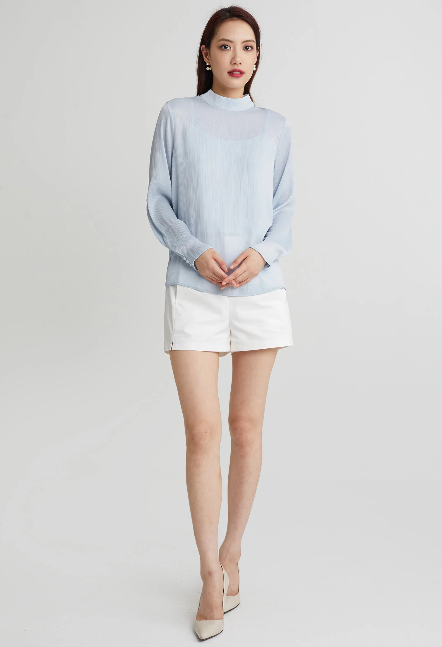 Double Lining Mock Neck Top