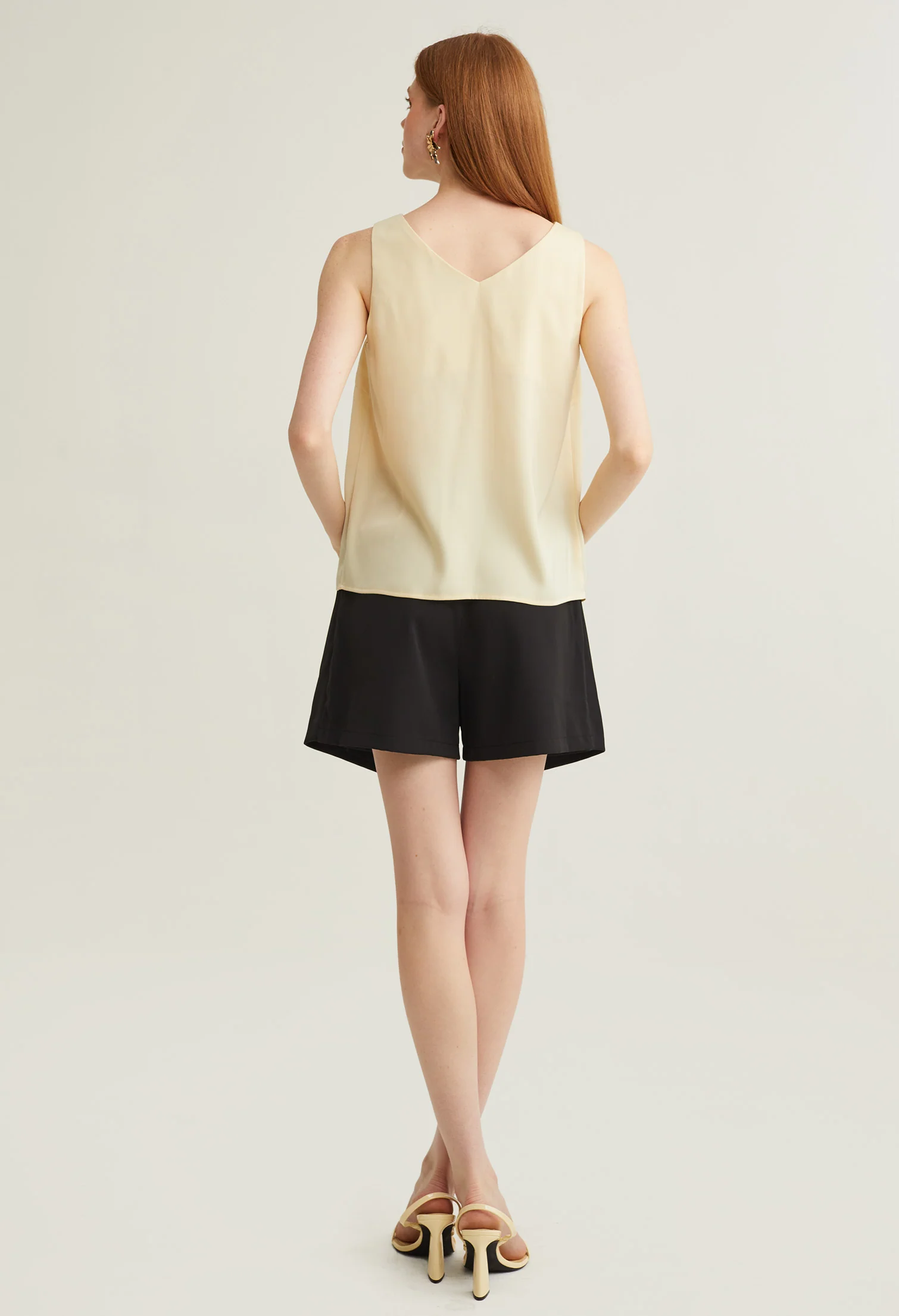 Casual V-Neck Straight Cut Sleeveless Top