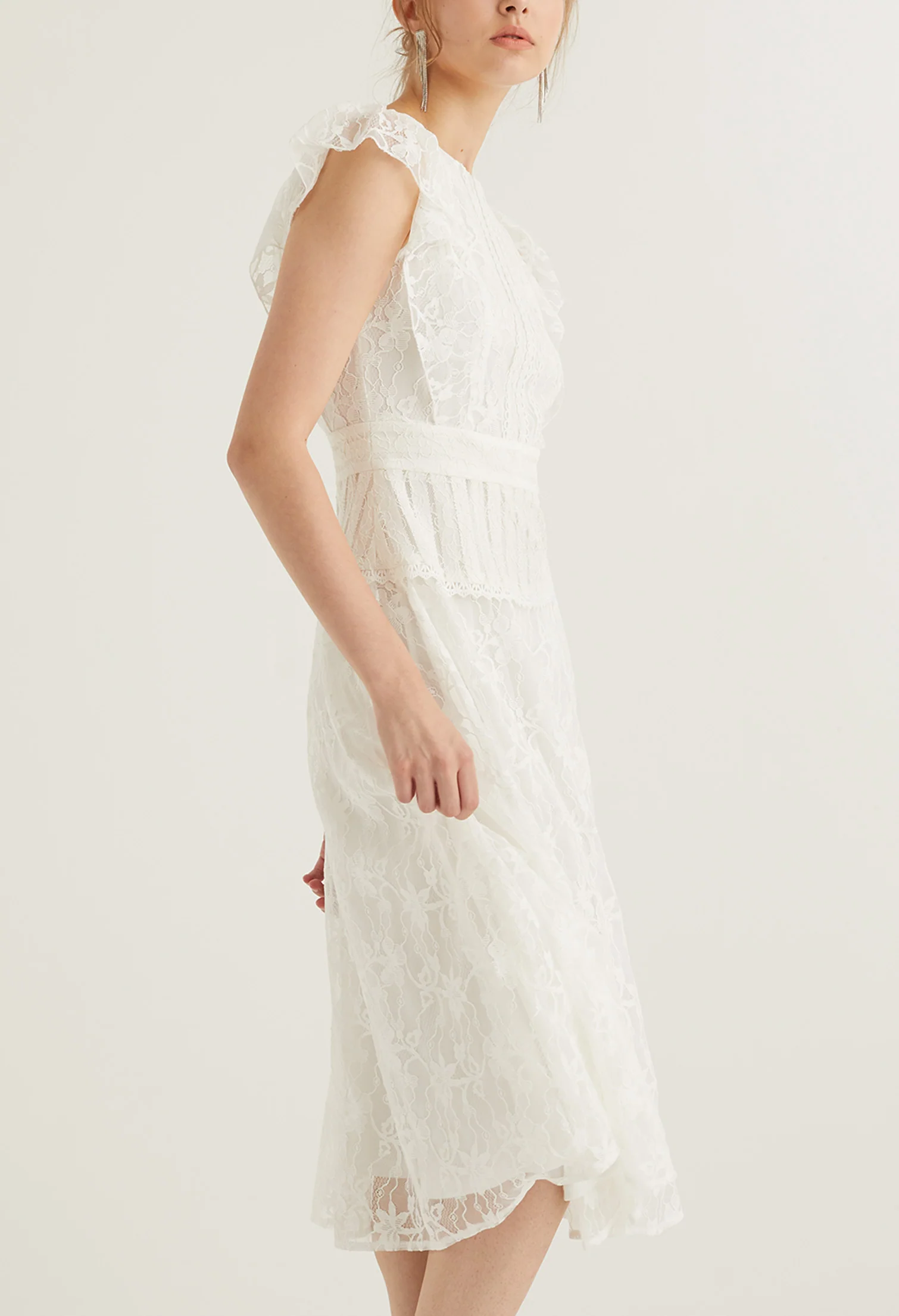Ruffle Lace Detail Cocktail Dress