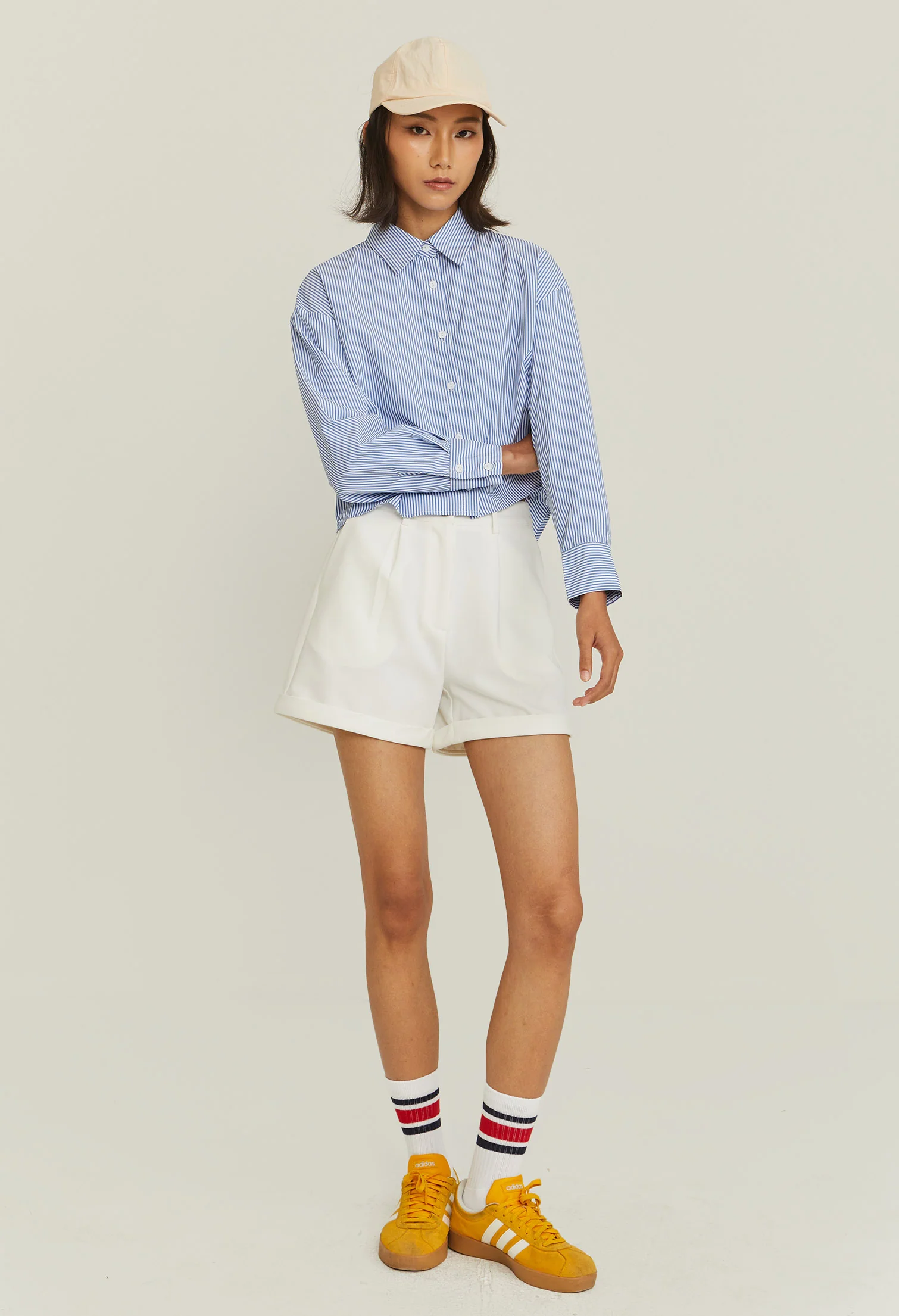 Cropped Pinstripe Blouse