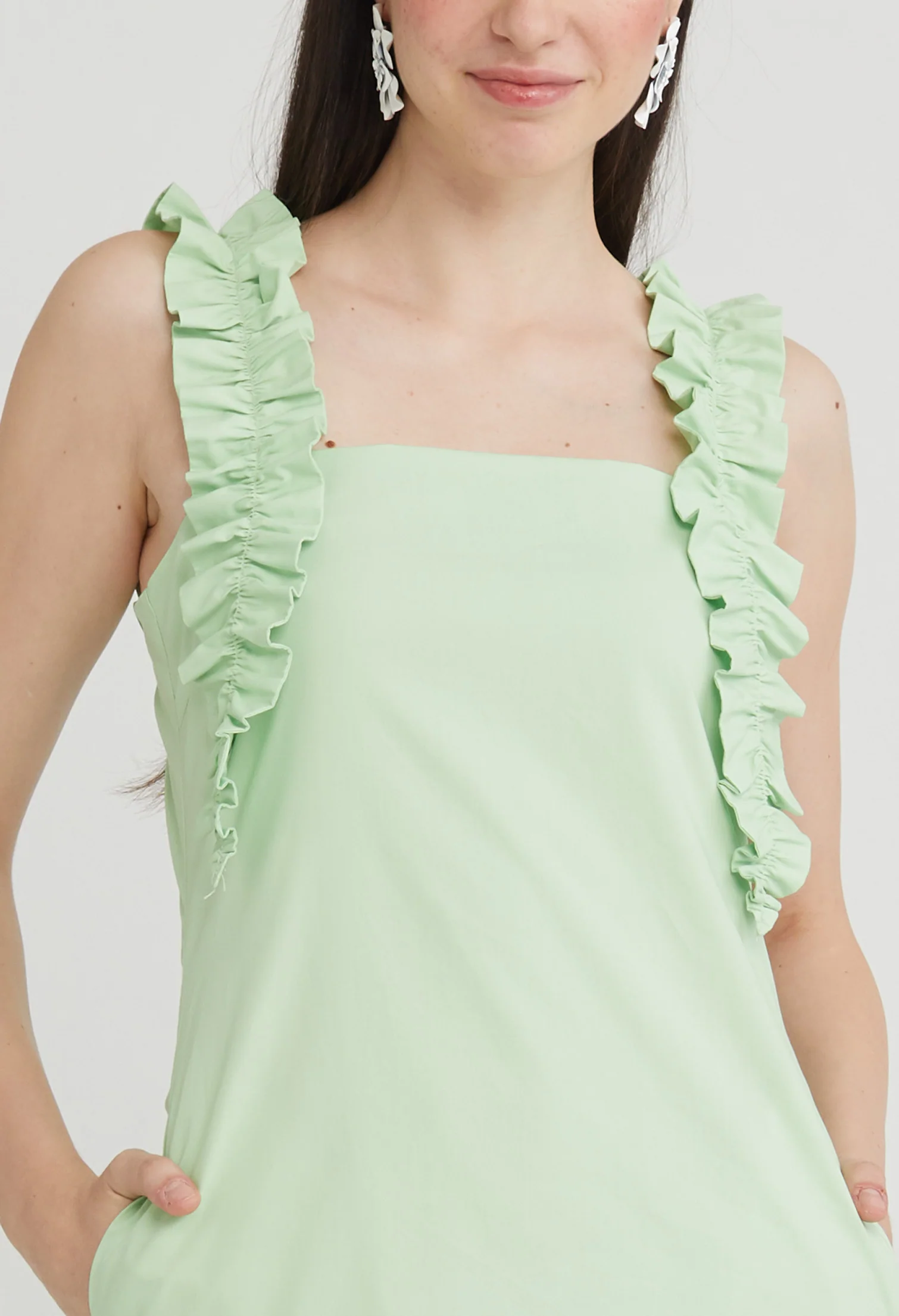 Ruffle Detail Drop Waist Dress