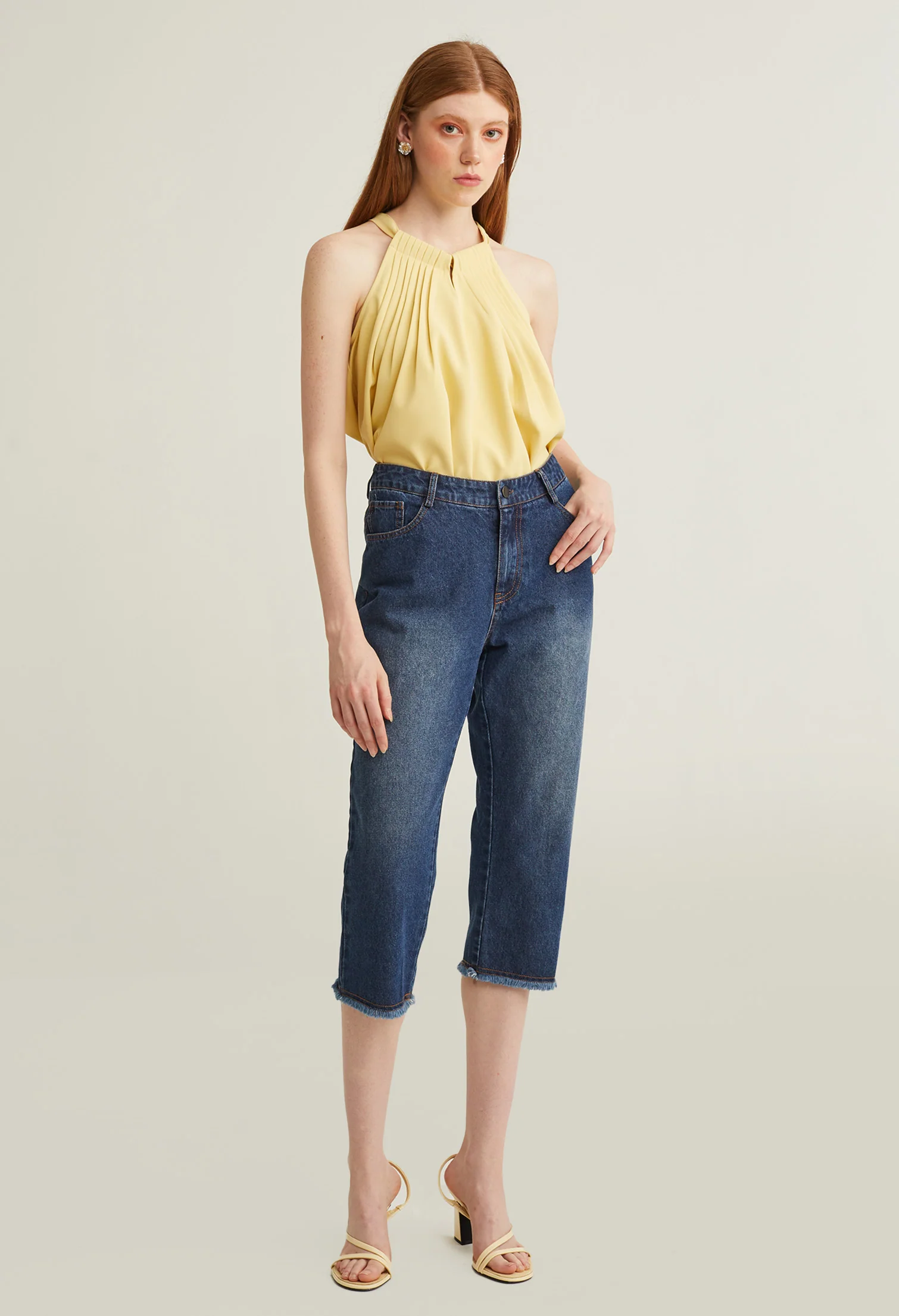 Casual Seamless Hem Denim Pants