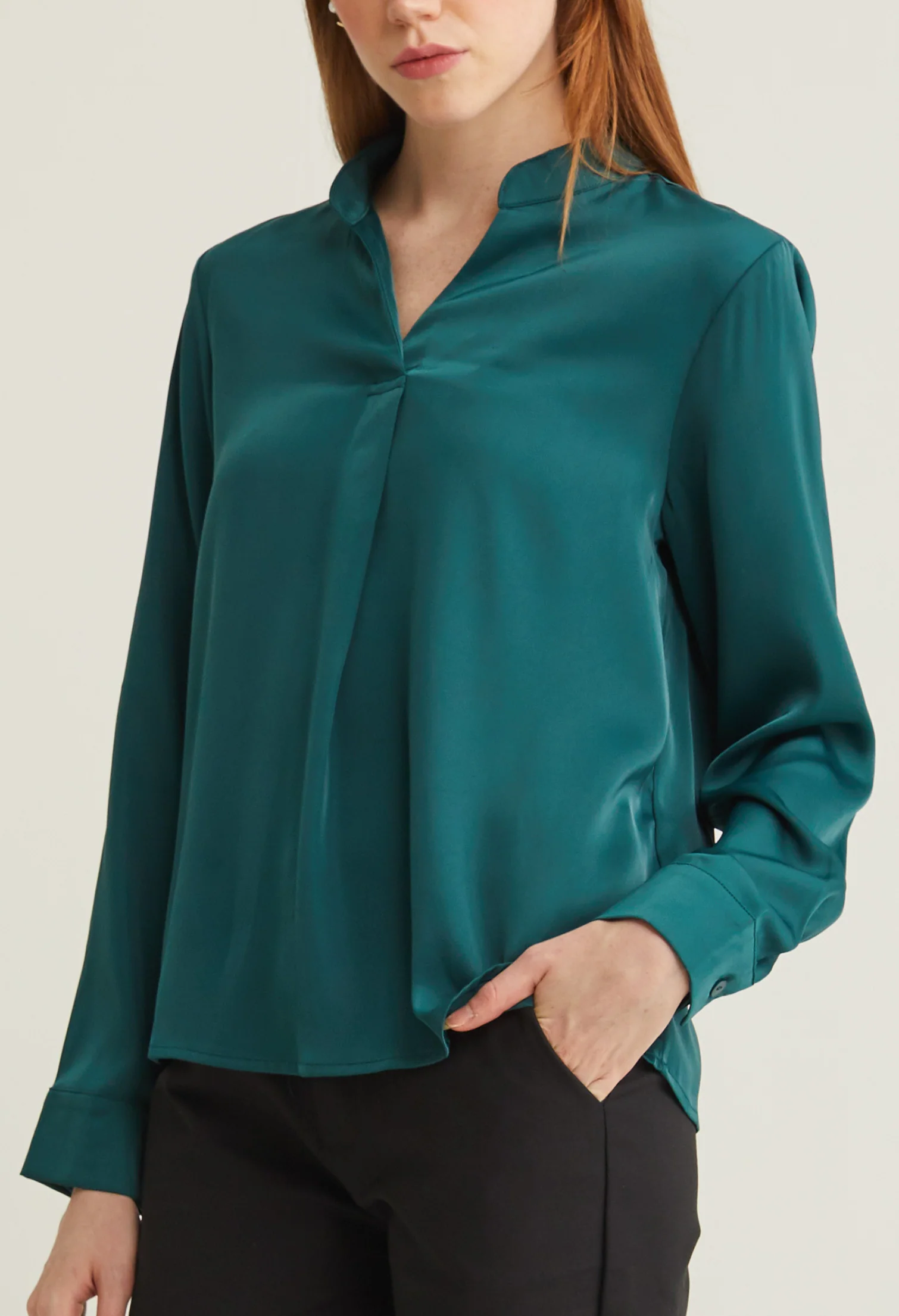Satin Neck Accent Blouse