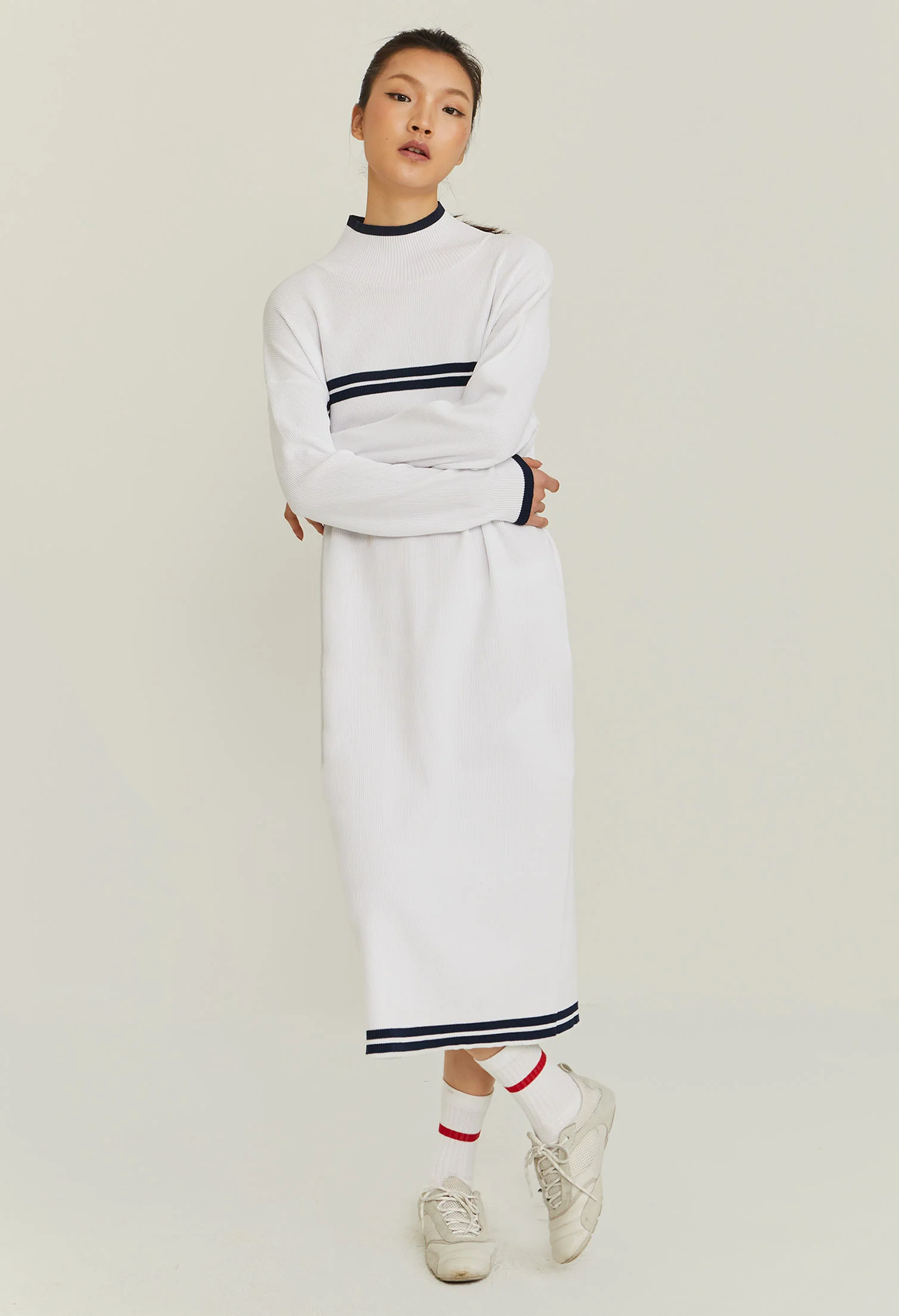 Highneck Long Sleeve Cardi Dress