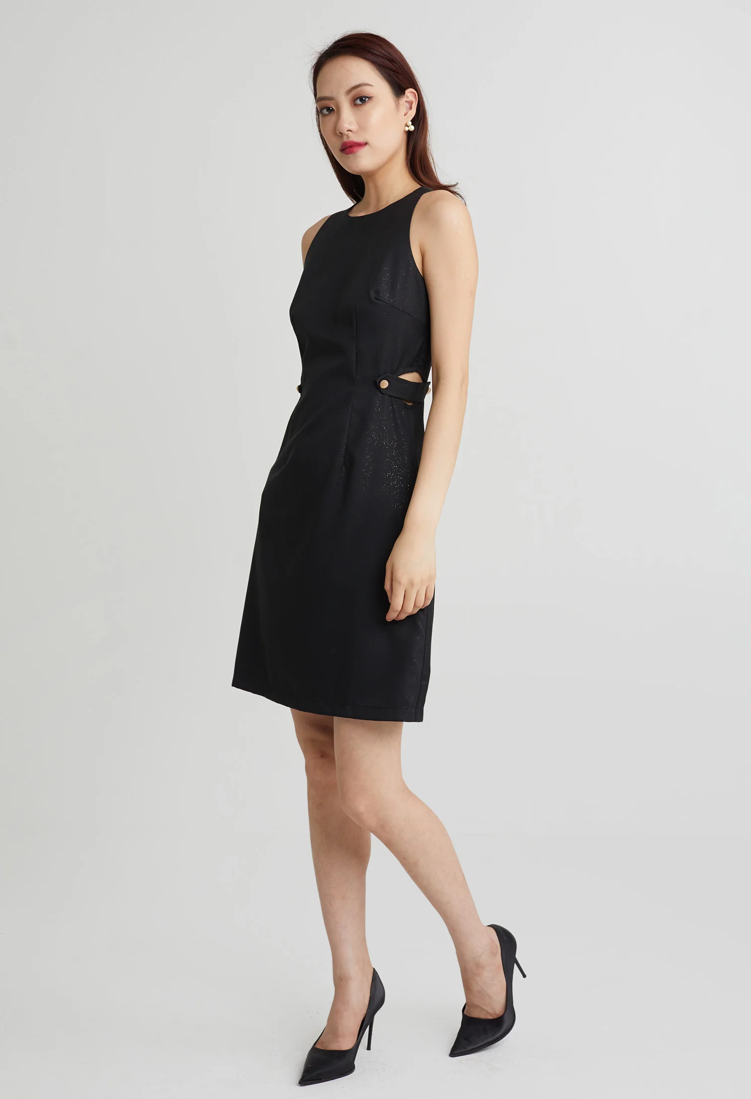 Hinted Stardust Waist Cutout Dress