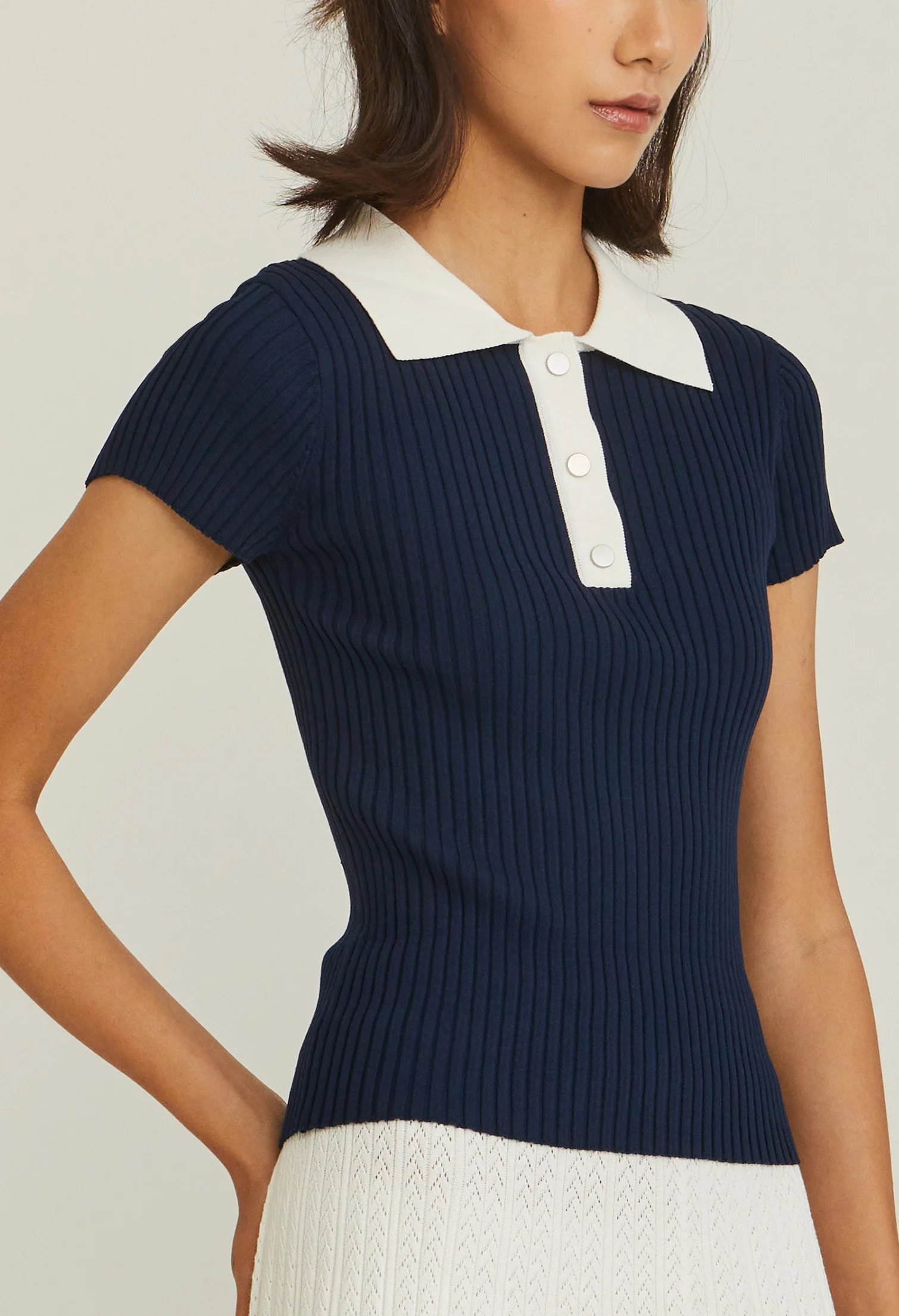 Fitted Contrast Collar Polo Tee