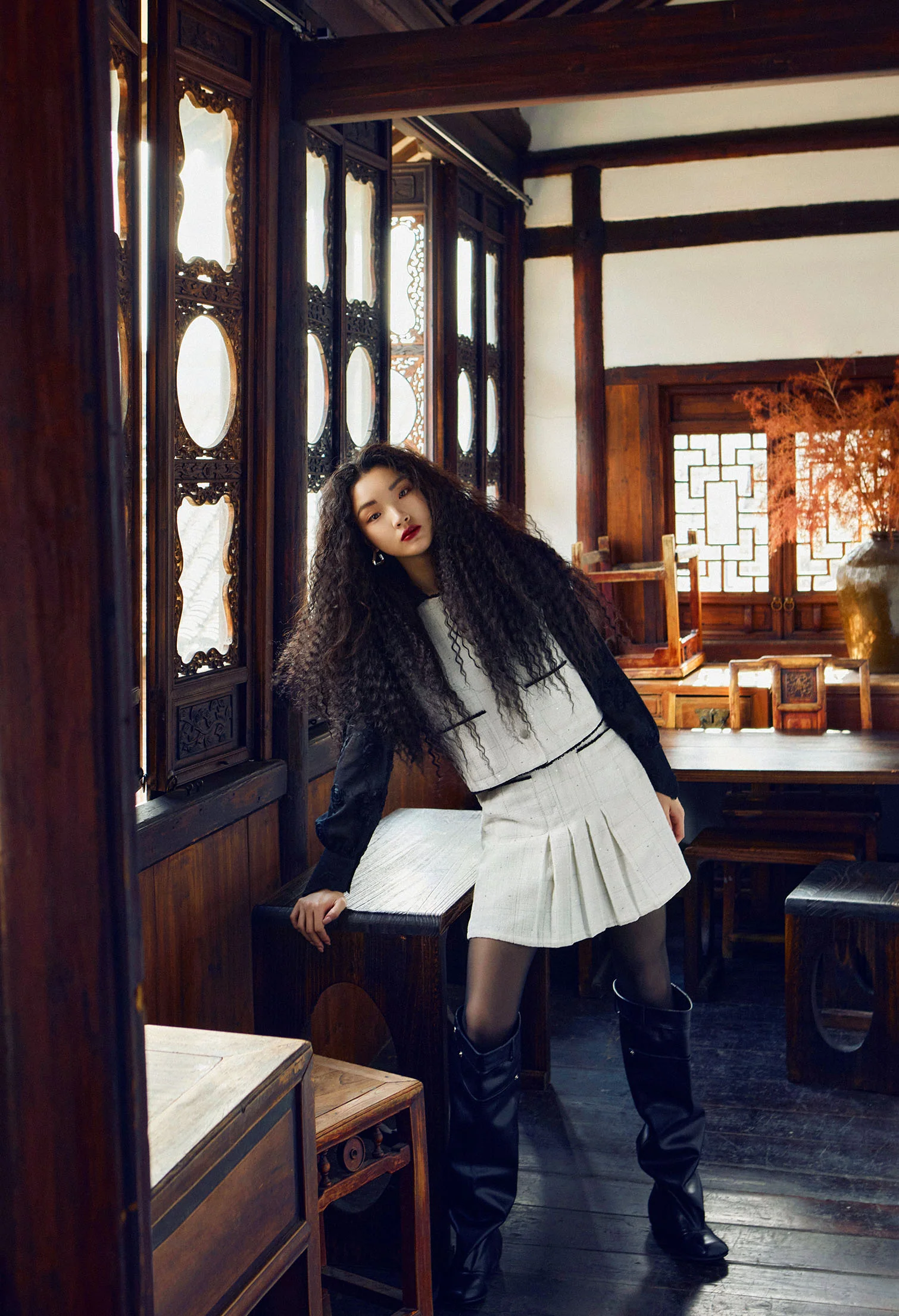 Tweed Charm Buttoned Sleeveless Top