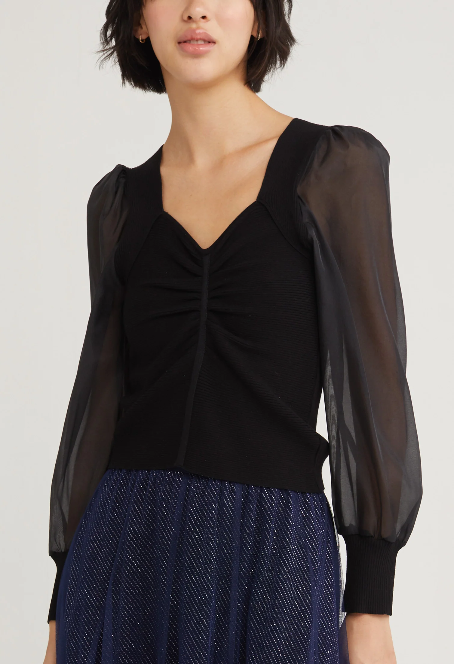 Sheer Balloon Sleeve Princess Blouse