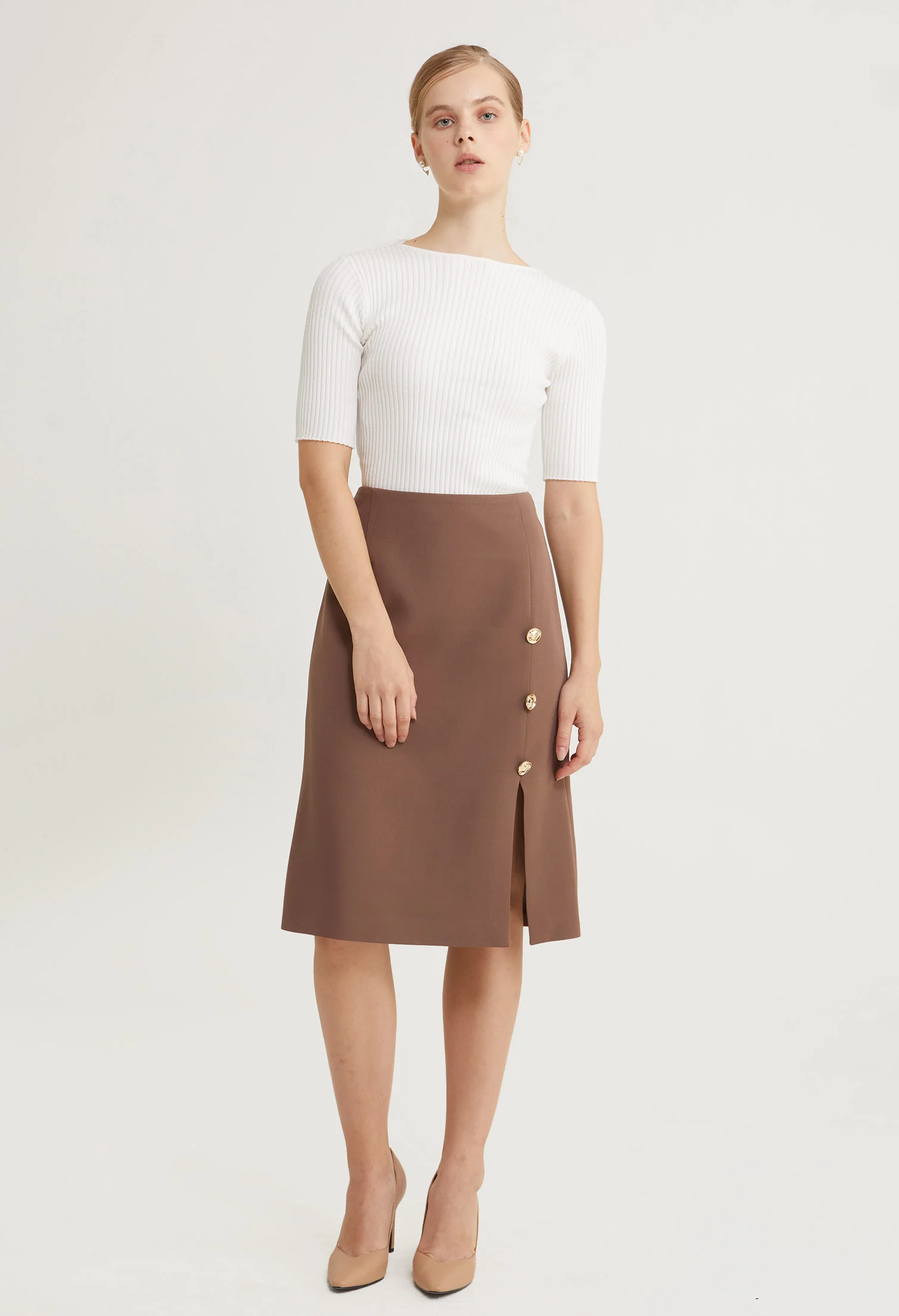 Golden Muse Midi Skirt