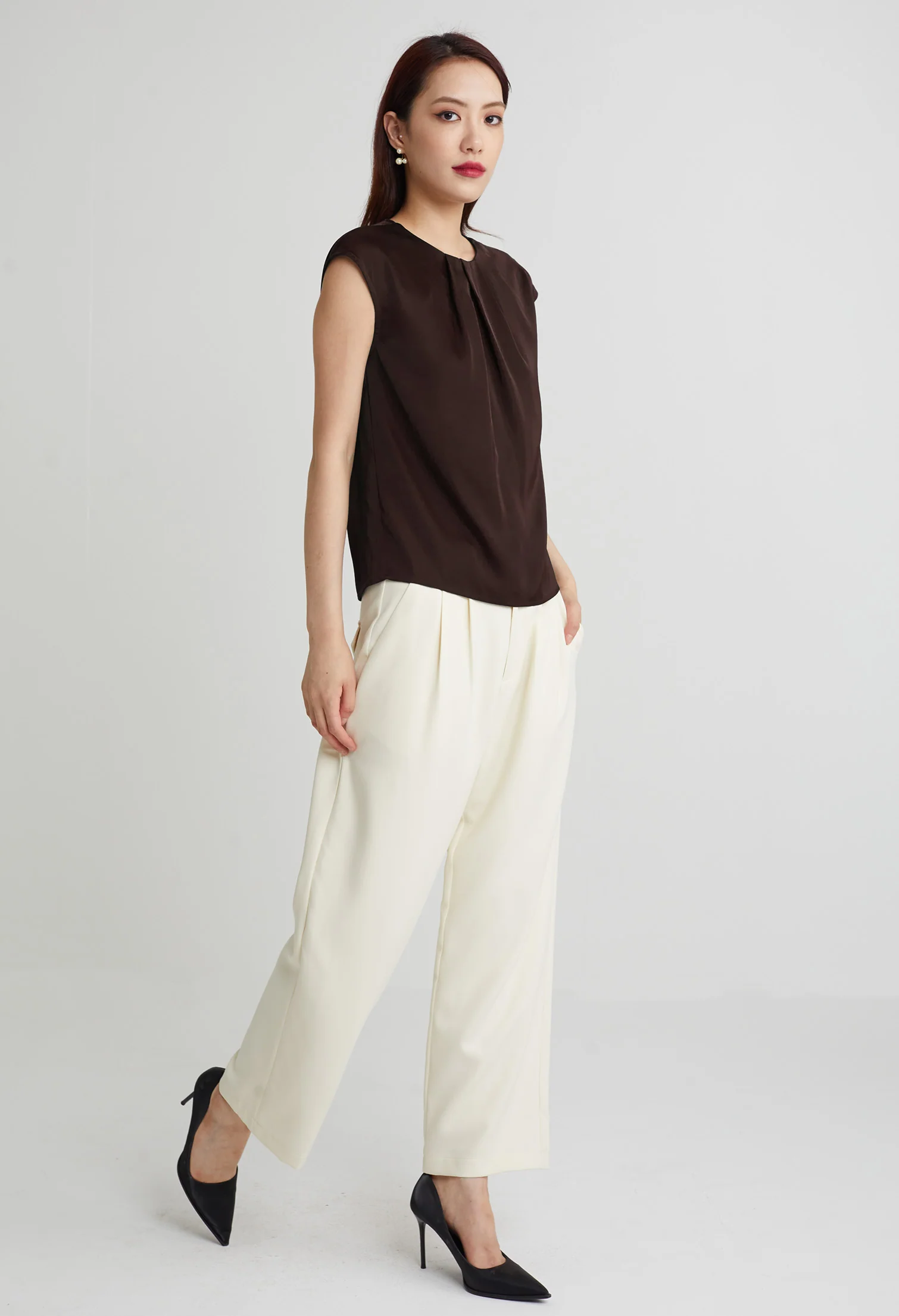 Elegant Silk Cap Sleeve Blouse