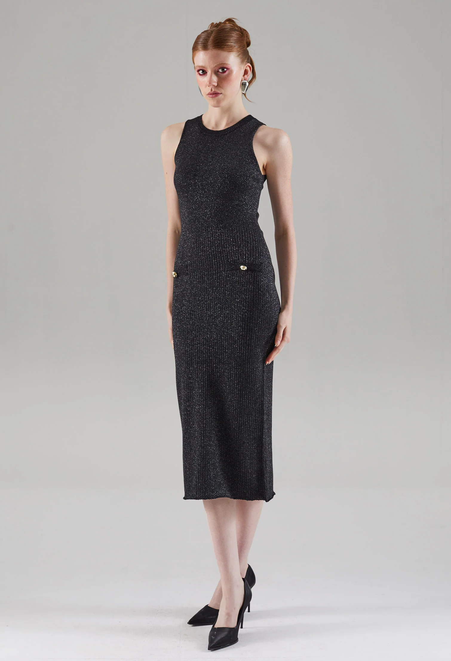 Sculpt Faux-Button Knitted Dress