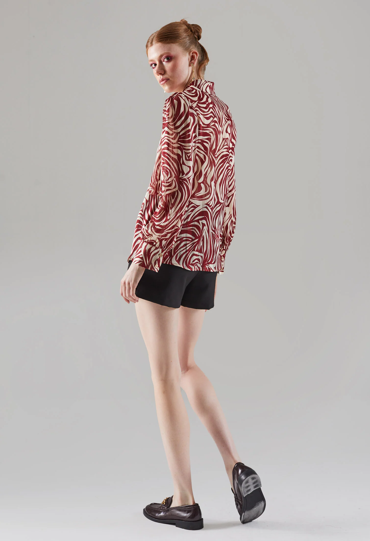 Glittery Warp Printed Blouse