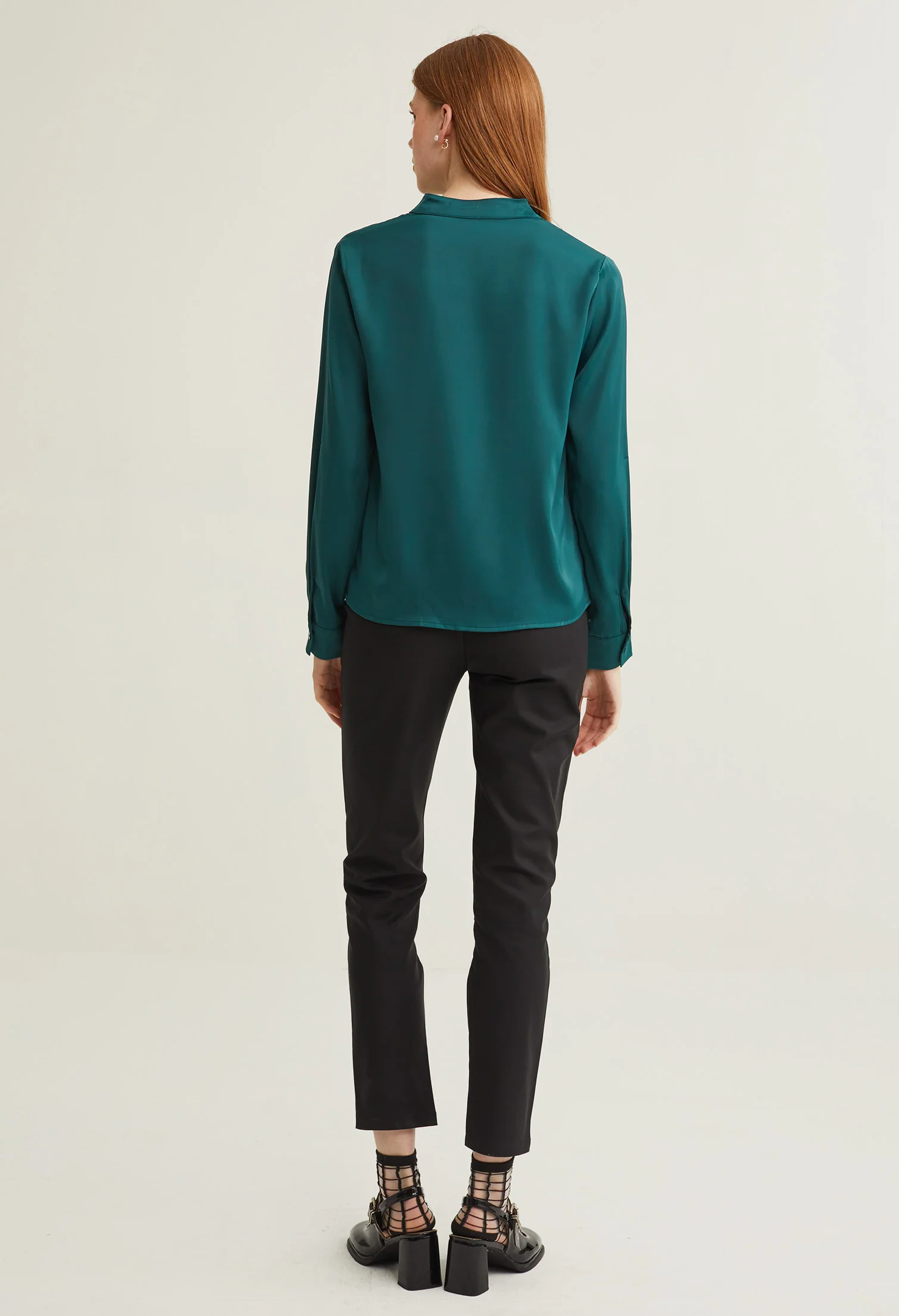 Satin Neck Accent Blouse