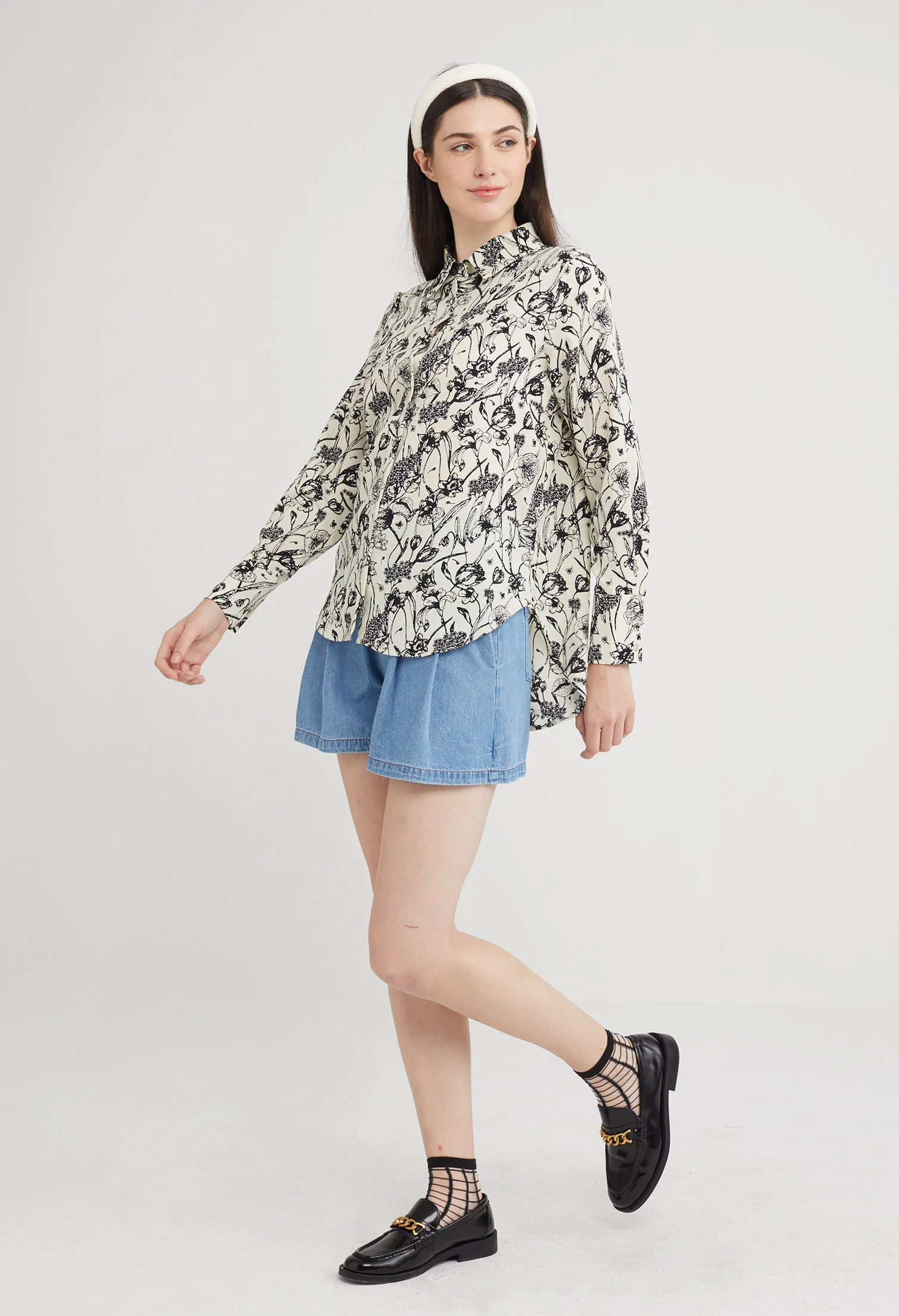 Flowerette Button Up Blouse