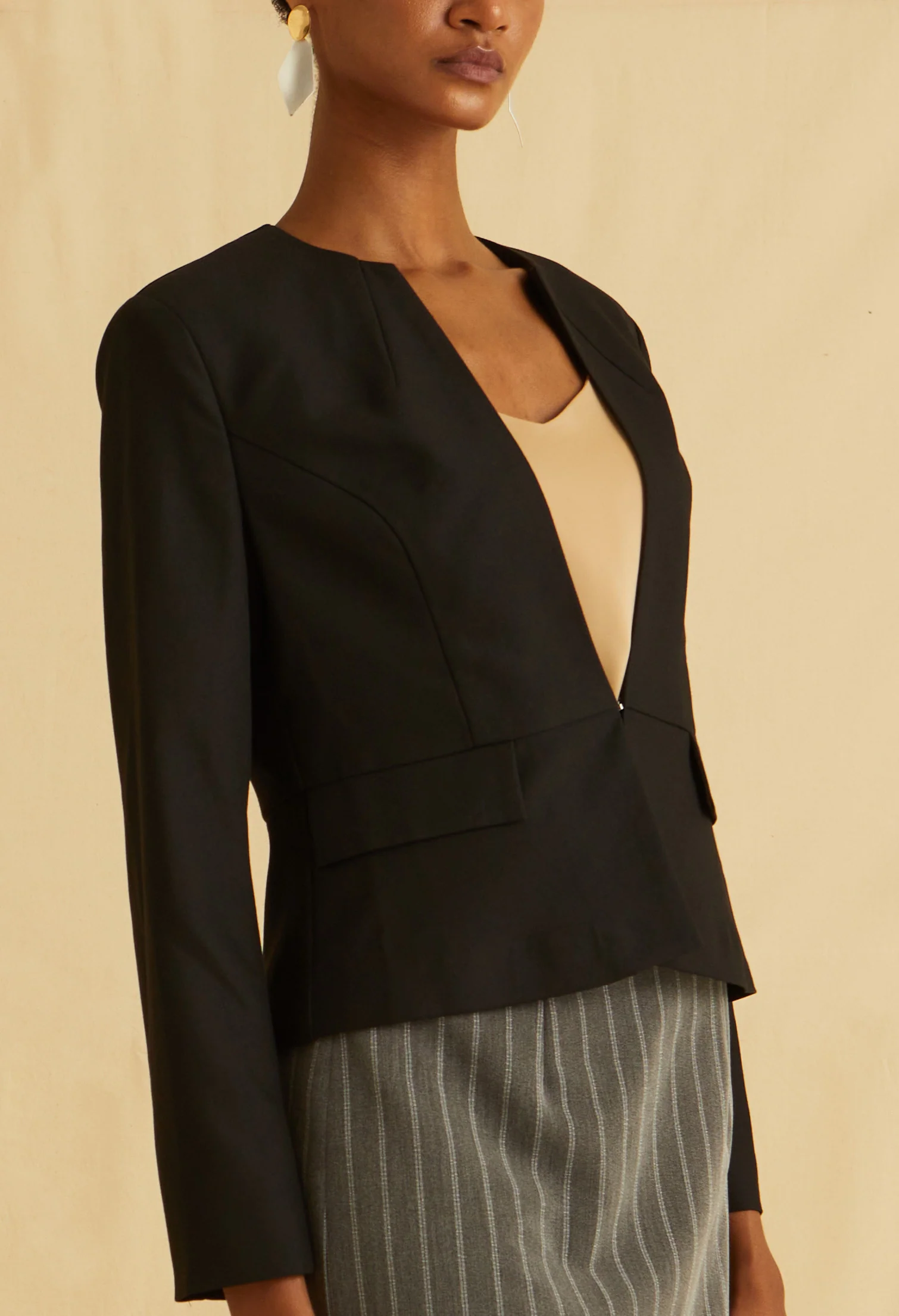 Soft Sculpted Collarless Jacket
