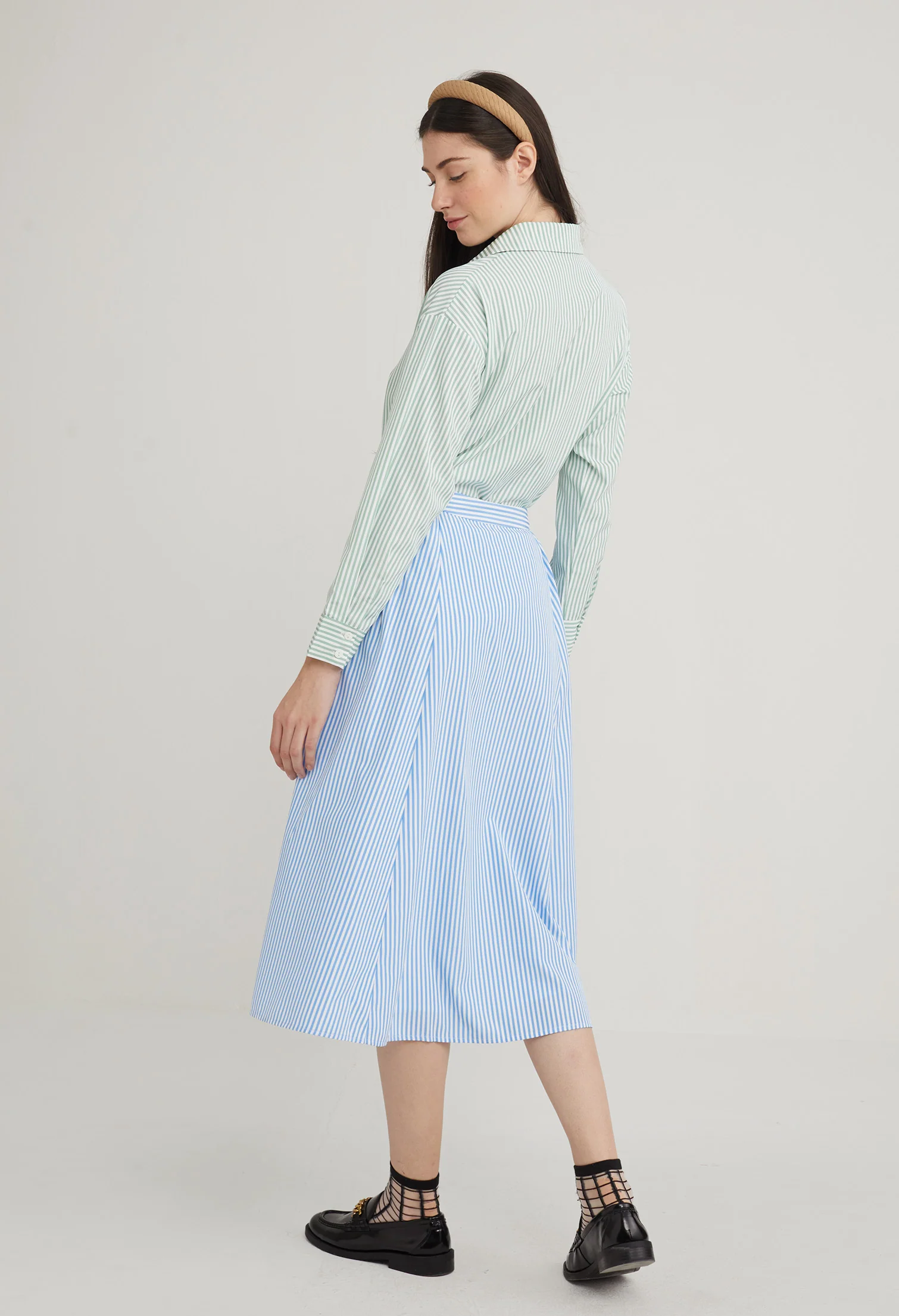 Picnic Striped Midi Skirt