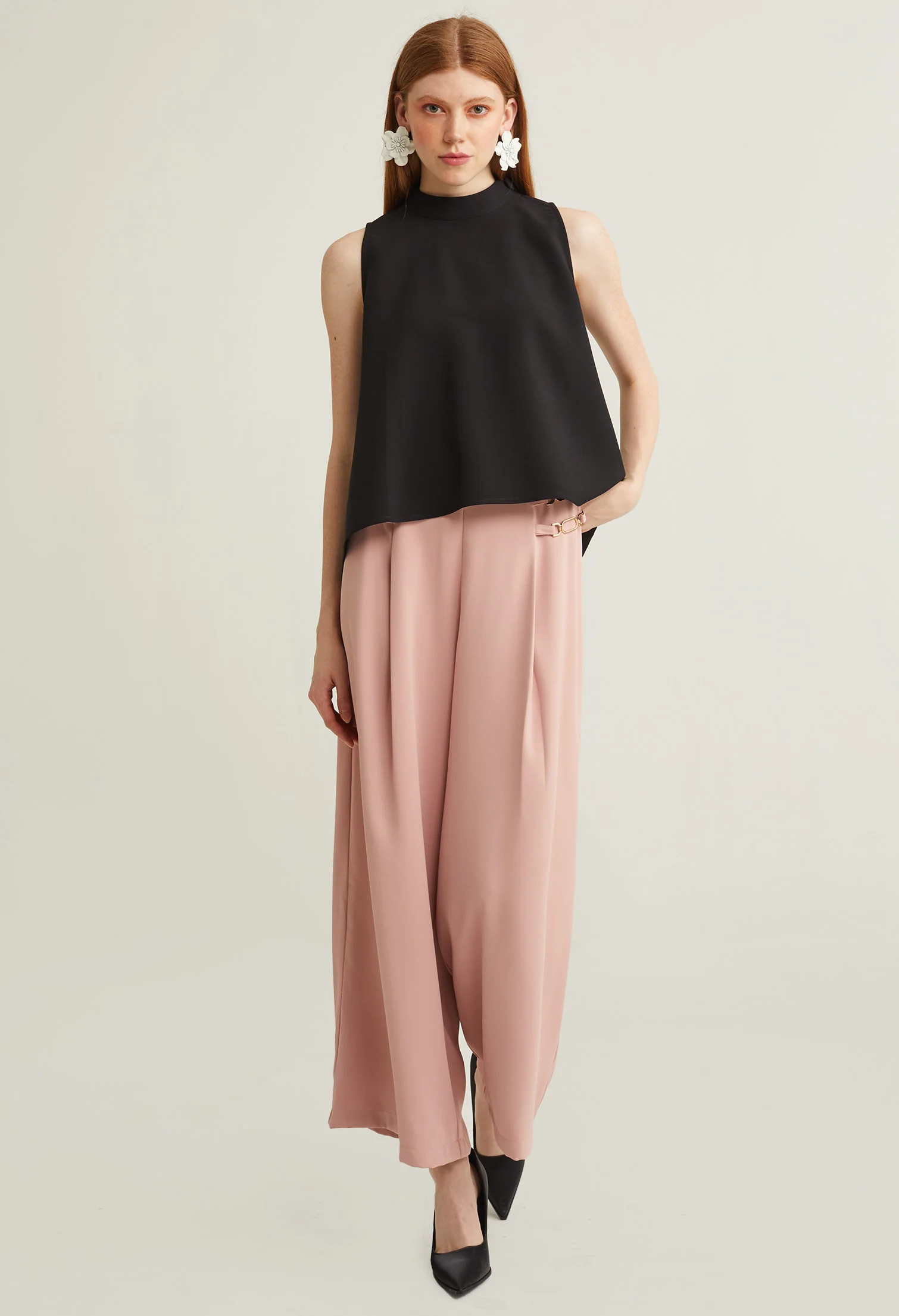 Elegant Faux Button Sleeveless Top