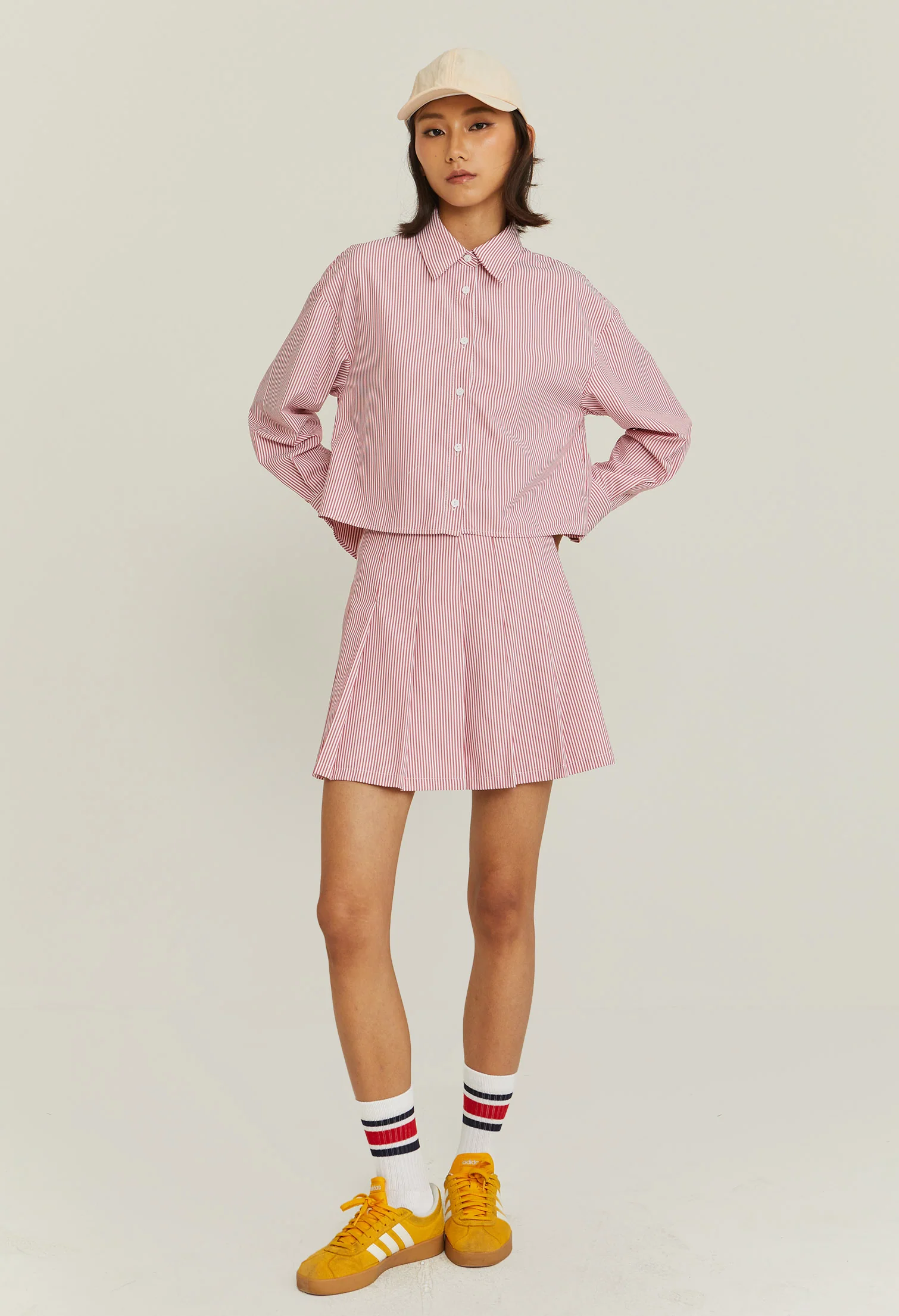 Cropped Pinstripe Blouse