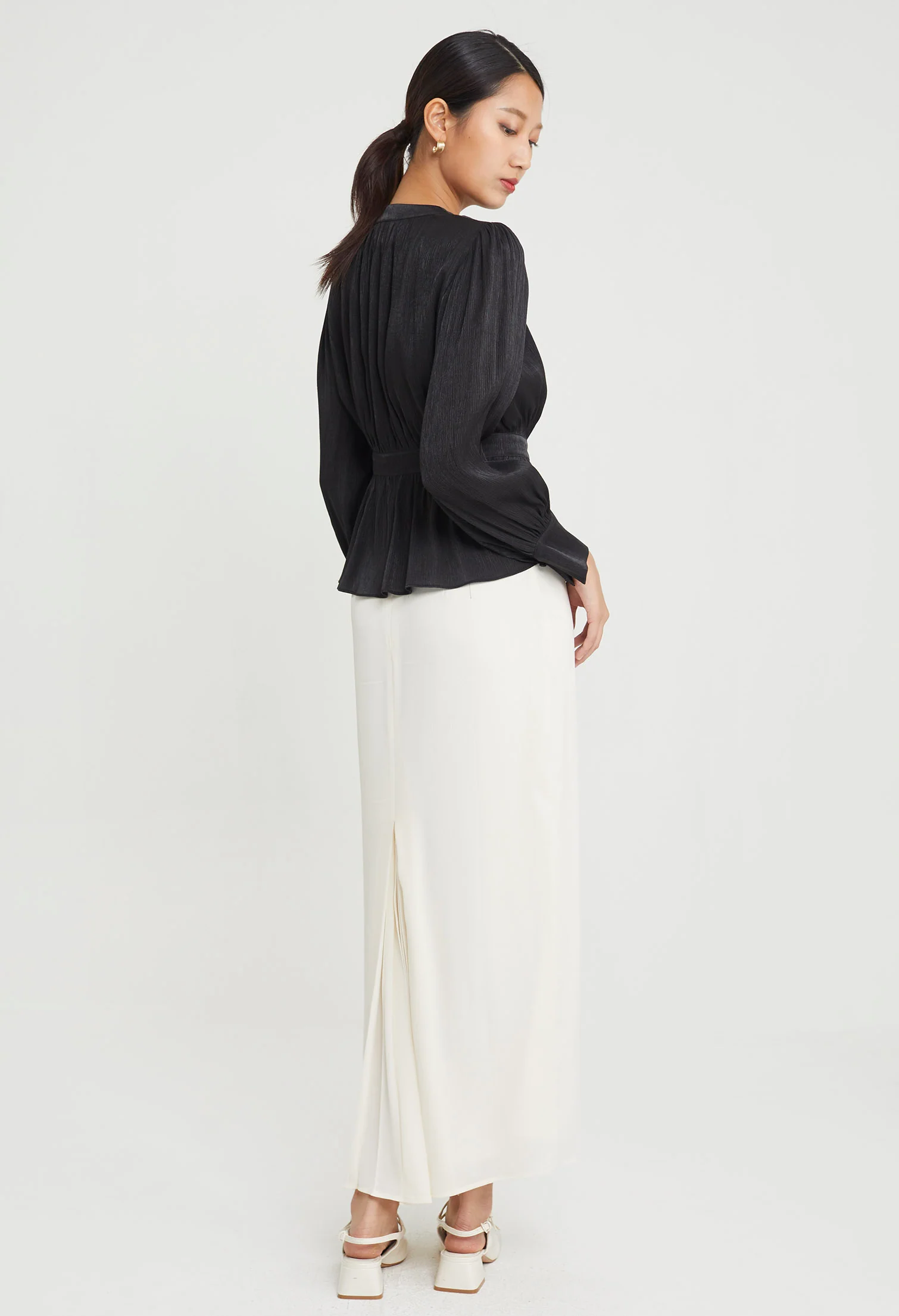 Chiffon Pleated Puff Top