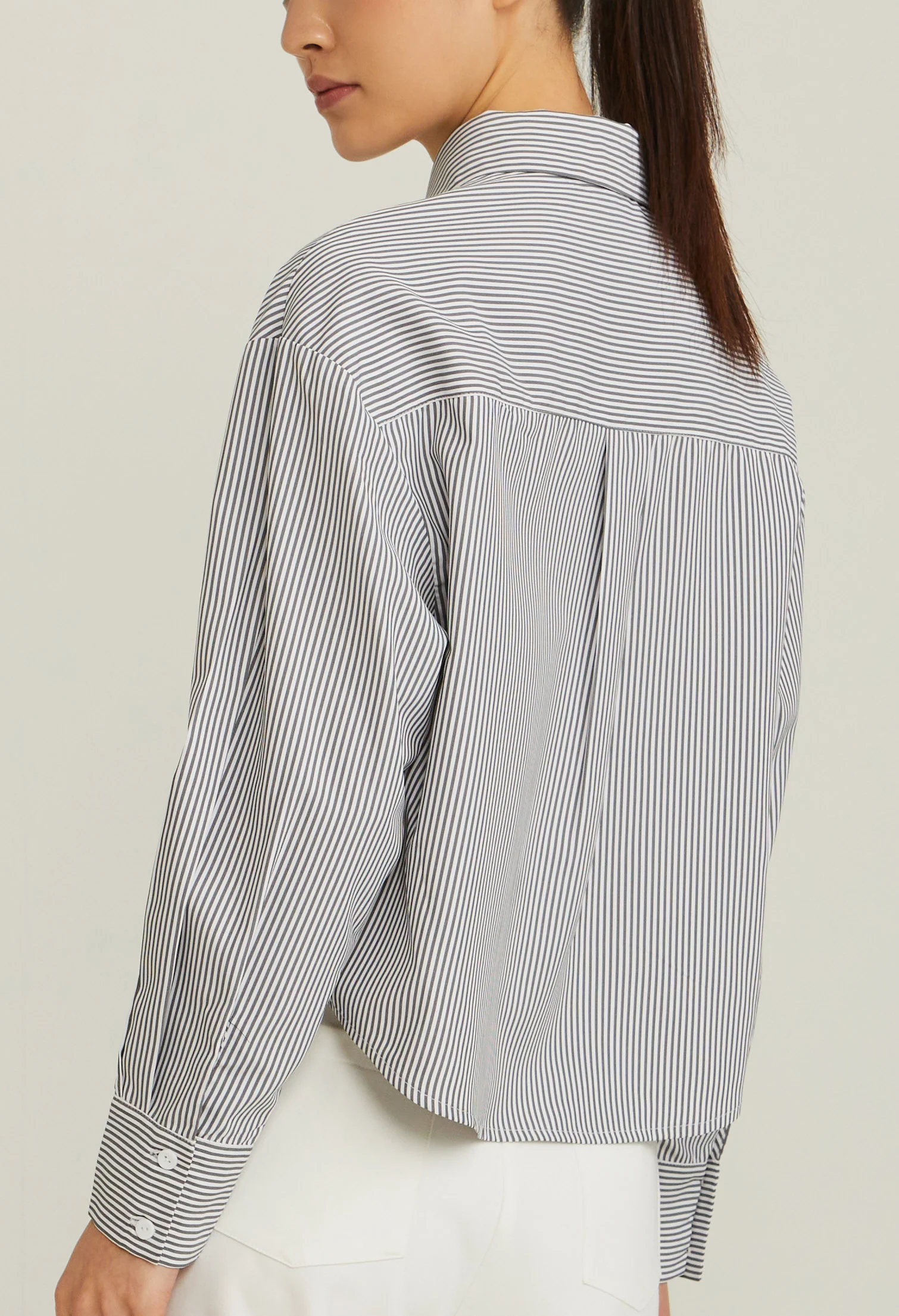 Cropped Pinstripe Blouse