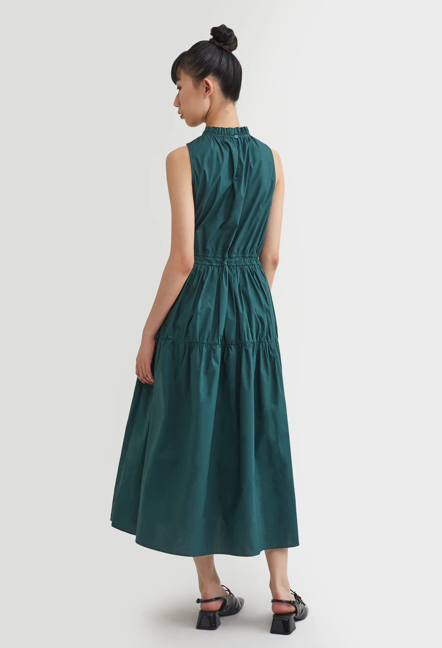 Halter Tiered Tie-Front Dress