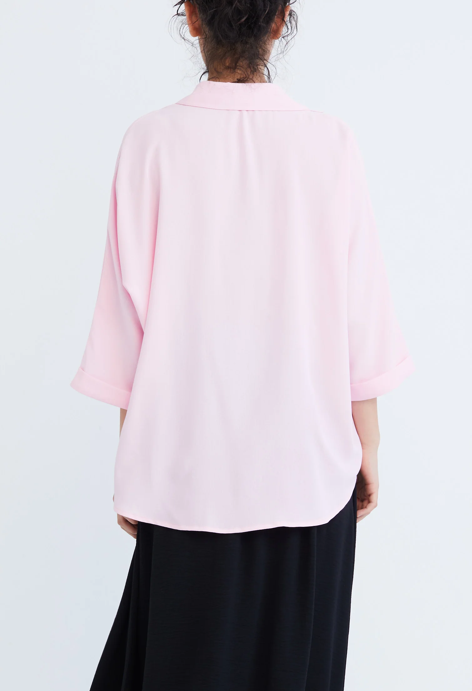 Casual Folded Cuff Sleeve Blouse