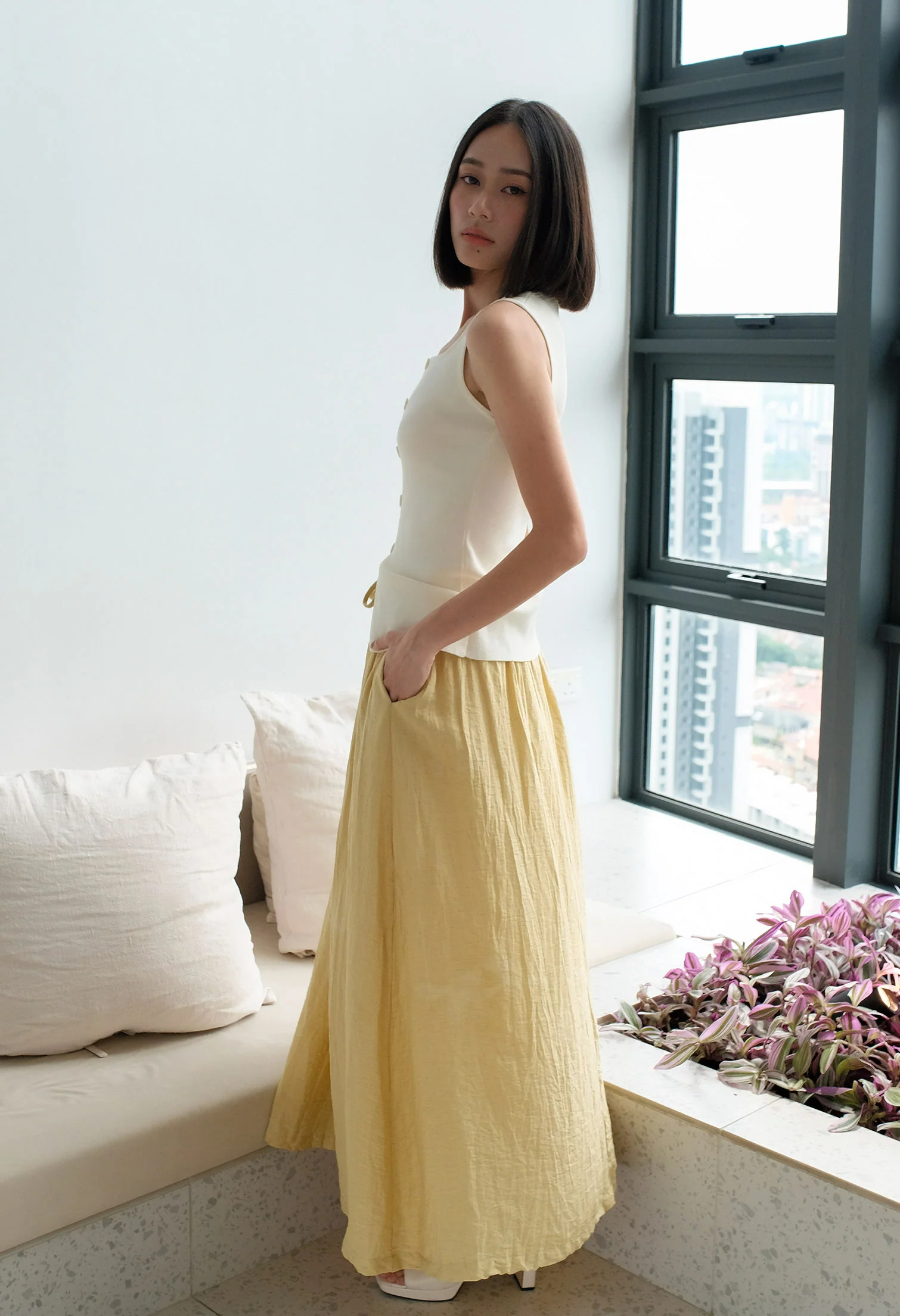 Nova Bloom Knitted Vest Maxi Skirt Two-piece