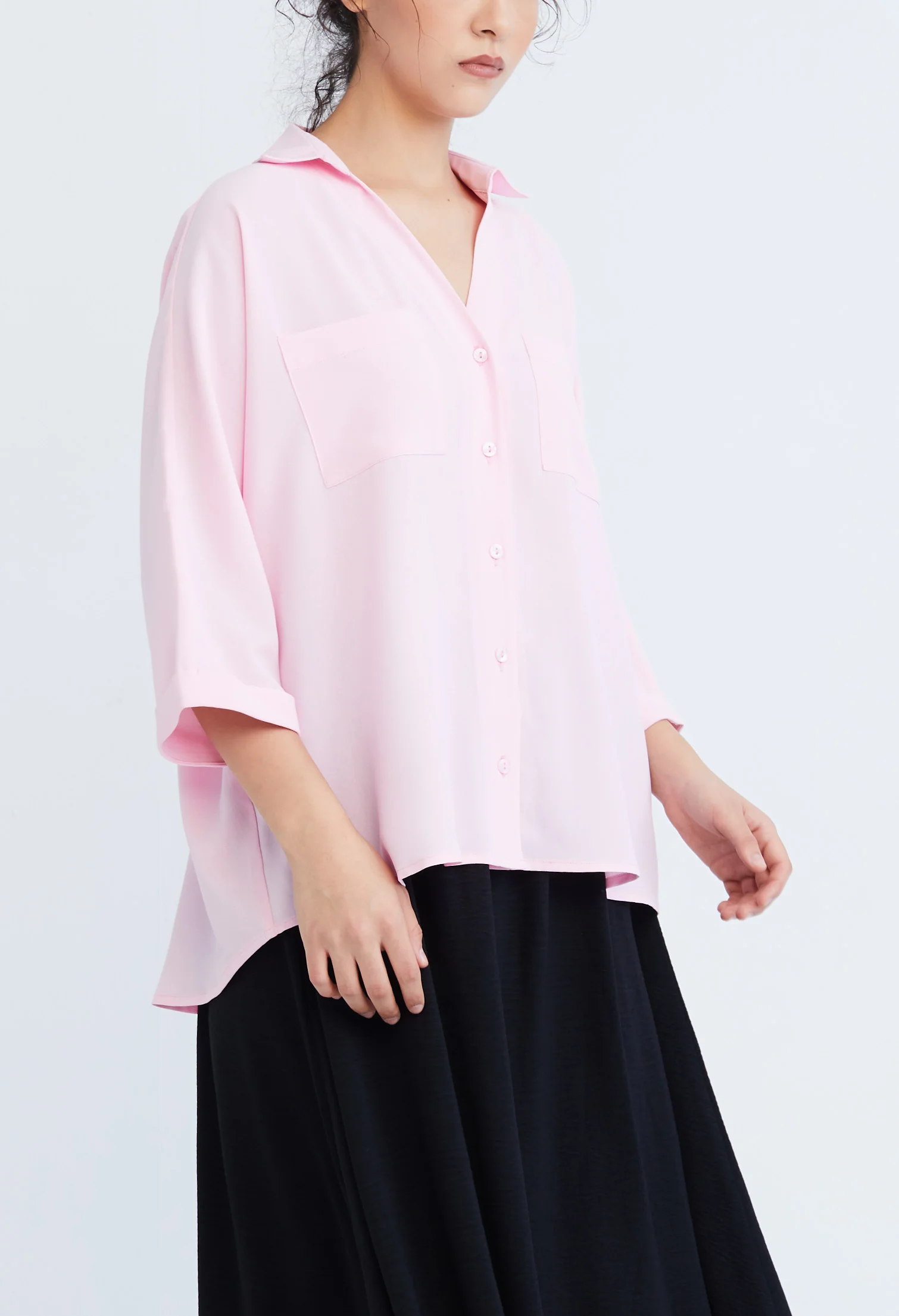 Casual Folded Cuff Sleeve Blouse