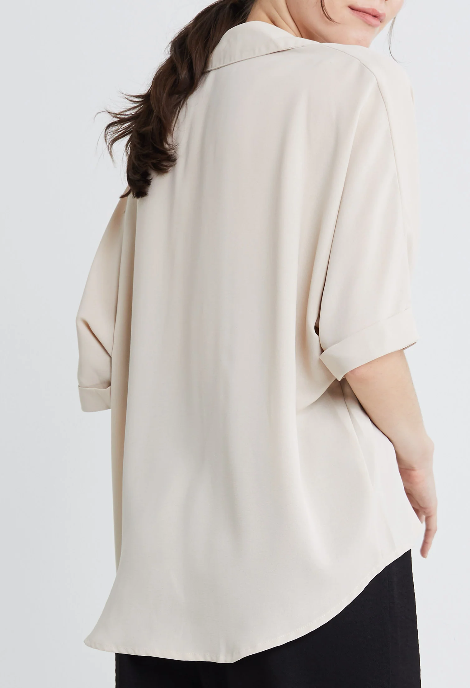 Casual Folded Cuff Sleeve Blouse