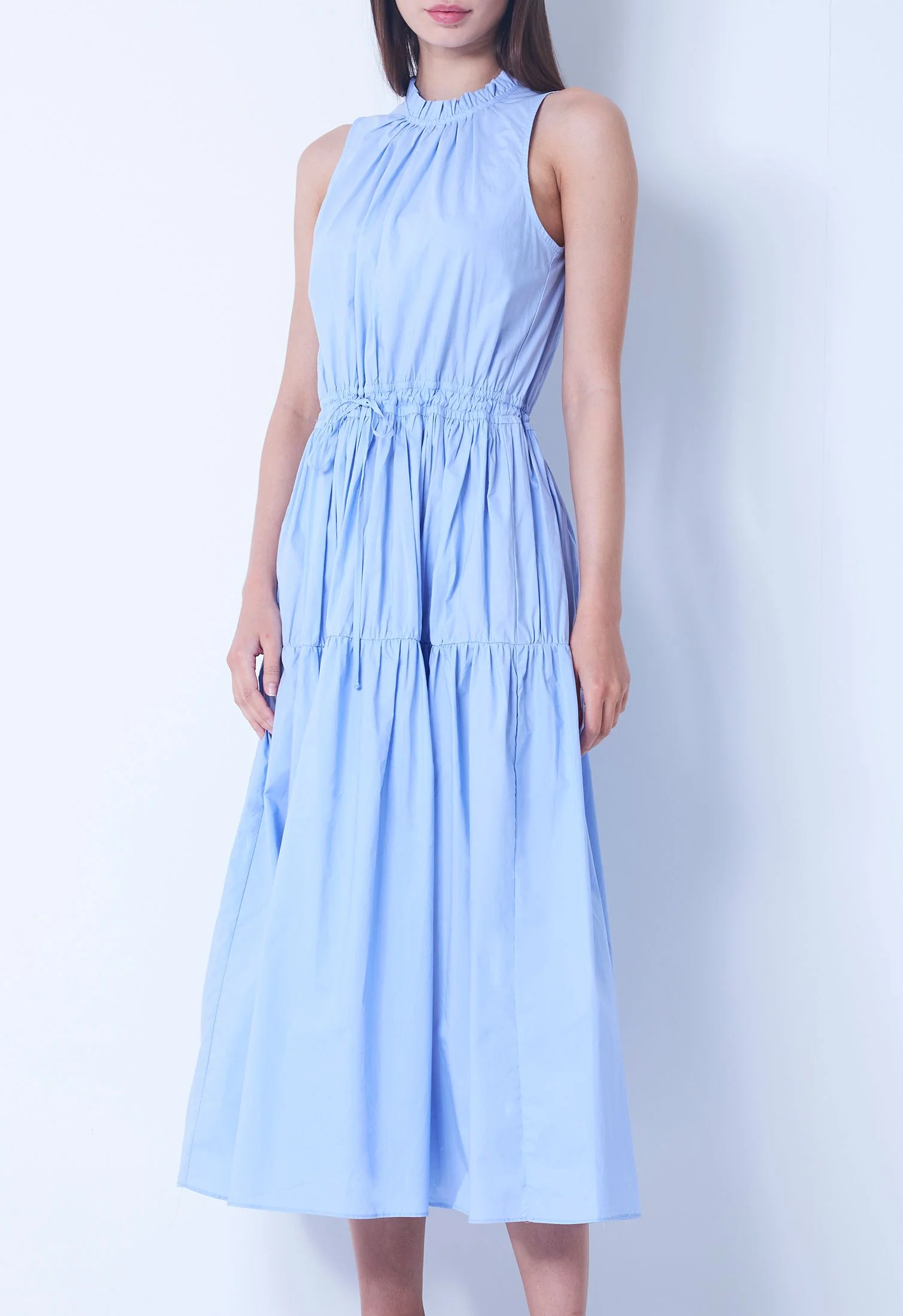 Halter Tiered Tie-Front Dress