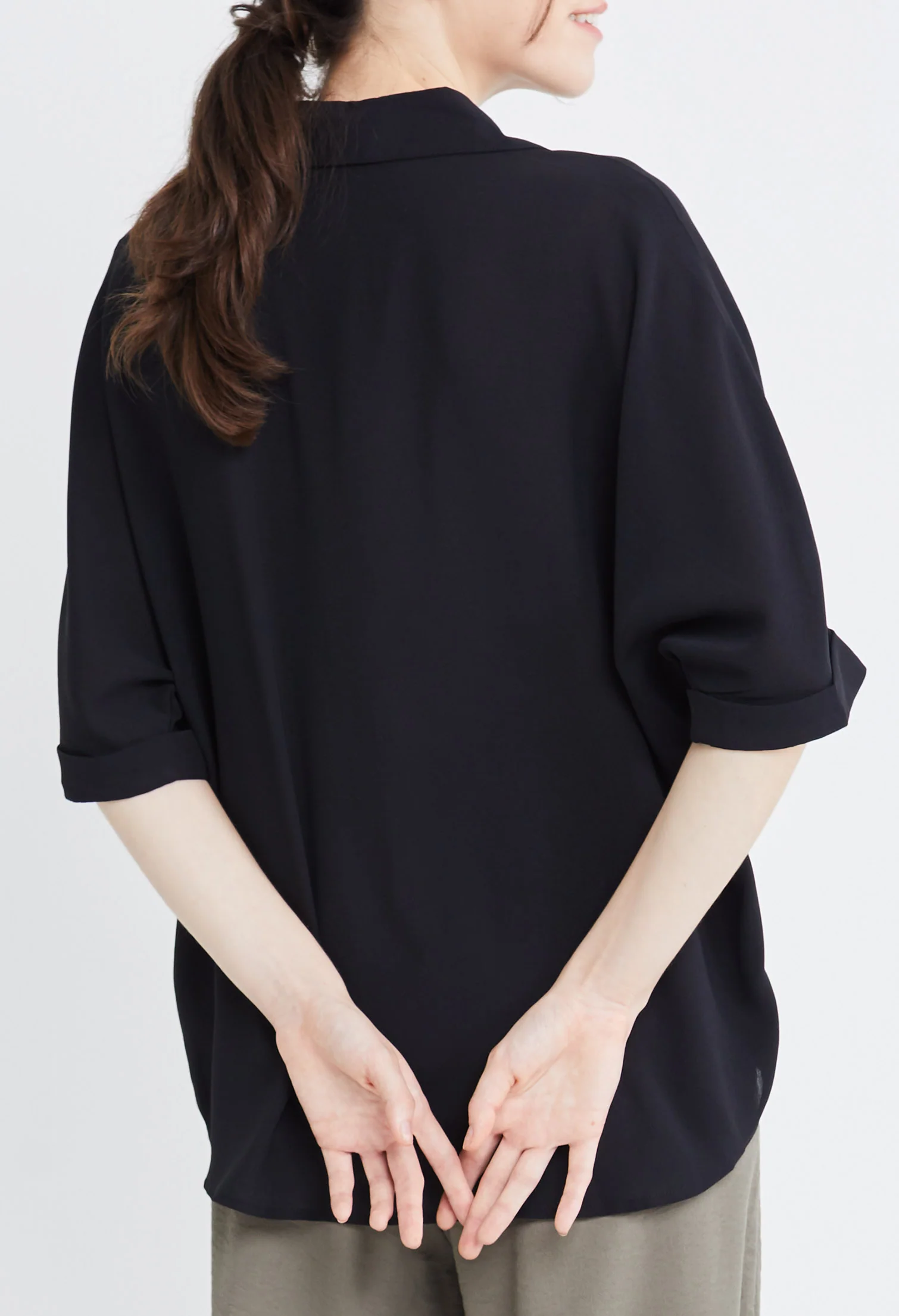 Casual Folded Cuff Sleeve Blouse