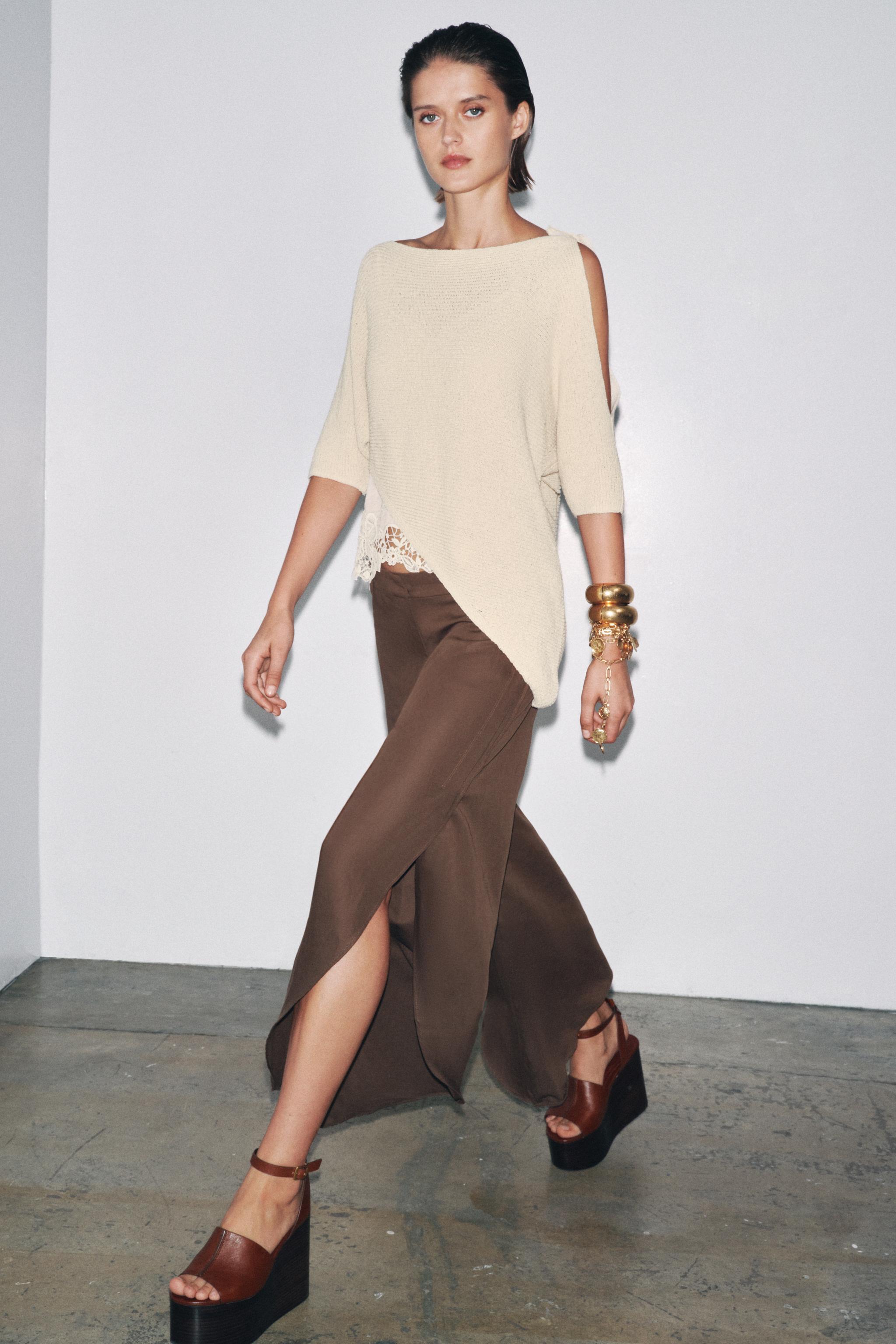 ASYMMETRICAL COMBINATION KNIT TOP