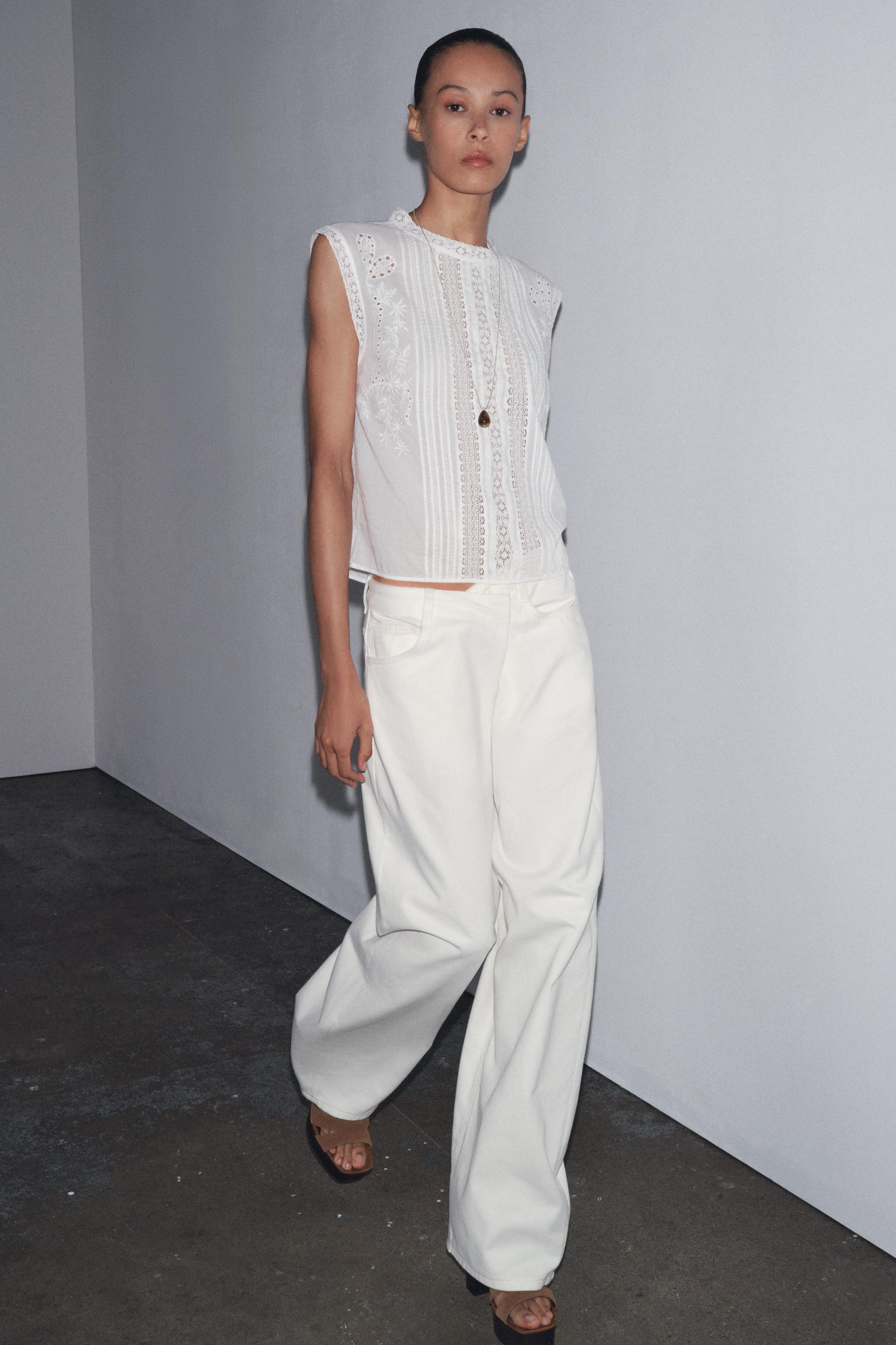 ZW COLLECTION LACE TRIM SLEEVELESS BLOUSE